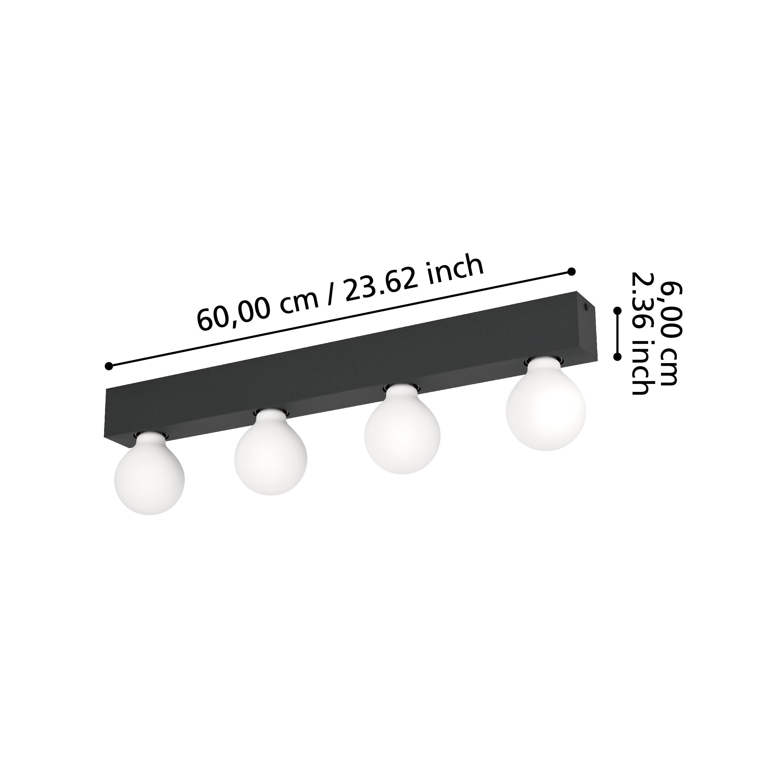 eglo guanal black 4 light wall light kitchen lighting 