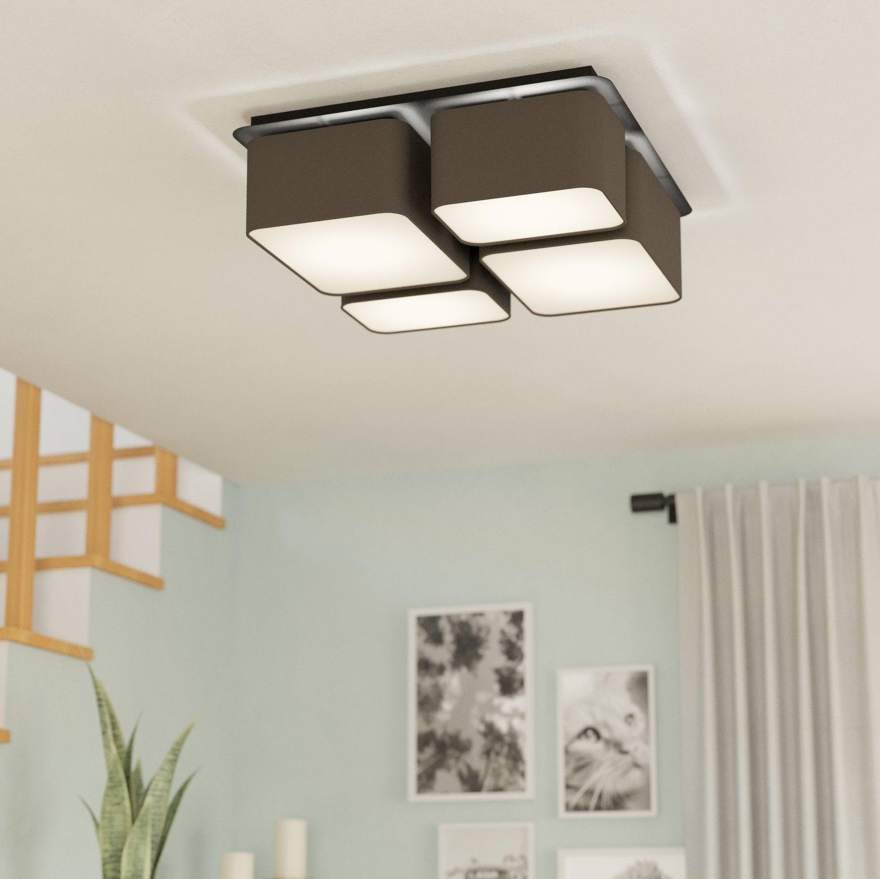 eglo mordazo black grey 4 light ceiling flush