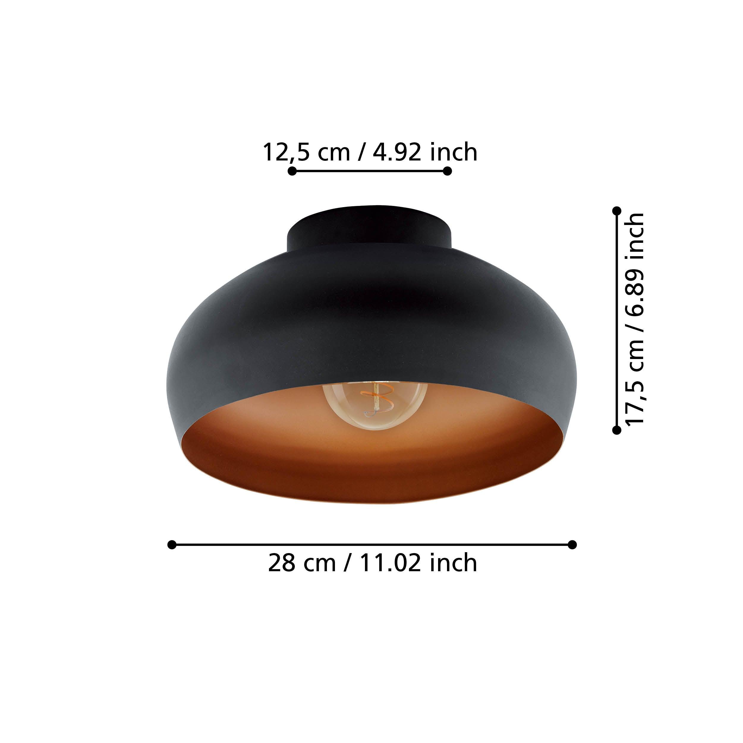 eglo mogano 2 black copper round metal flush ceiling light living room close up