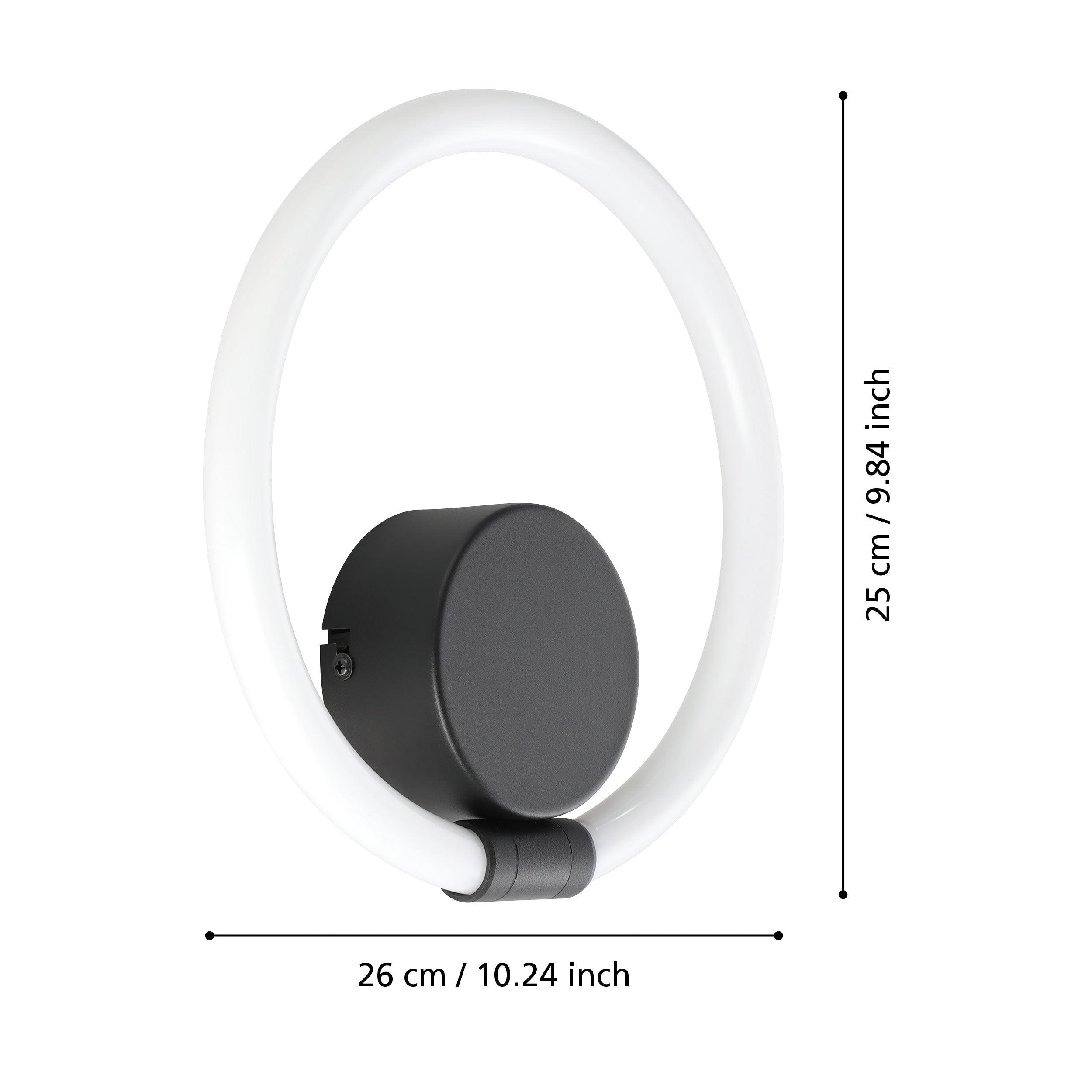 eglo caranacoa black led wall light living room close up