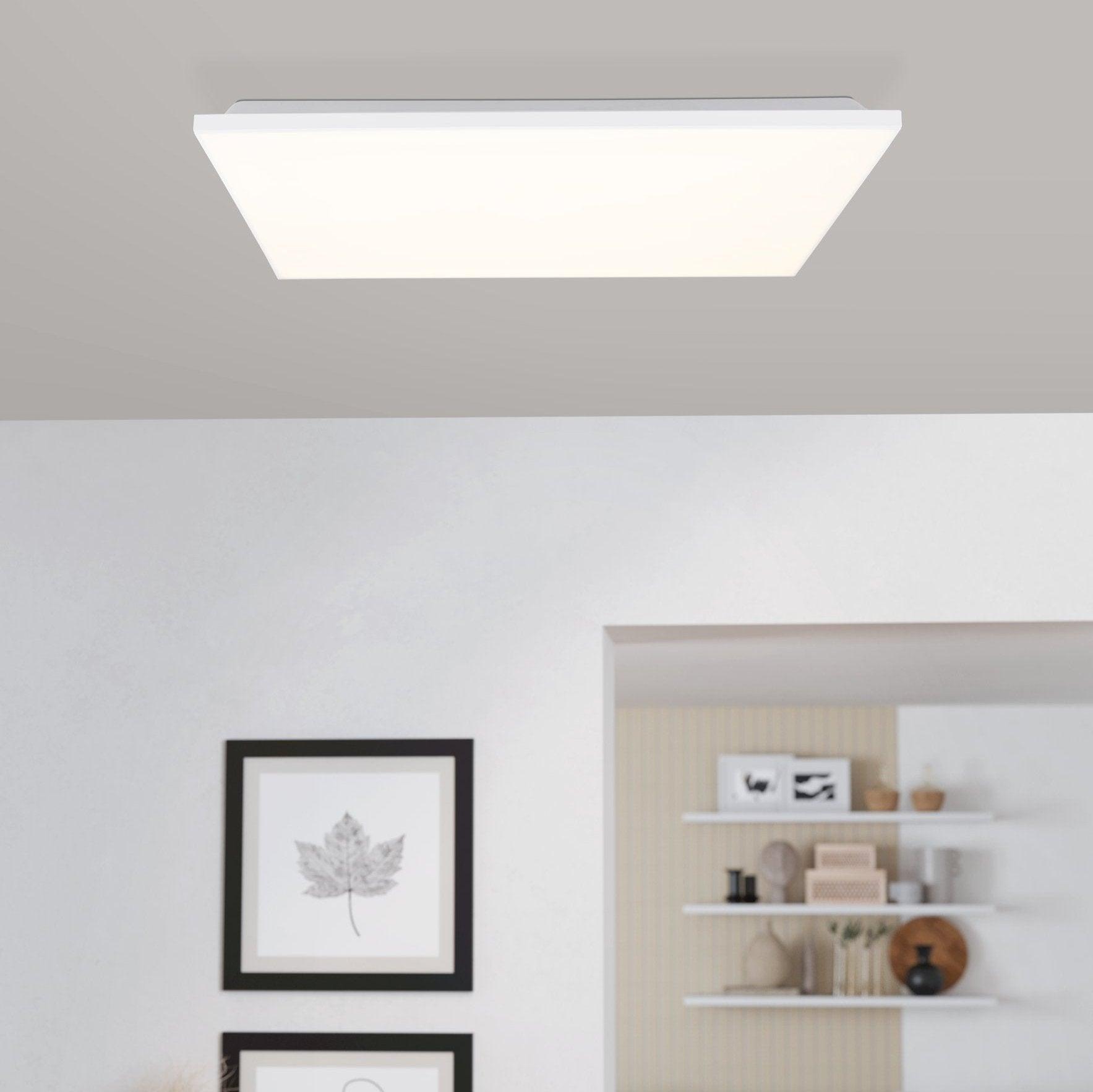 eglo trupiana white led square panel flush ceiling light 44cm