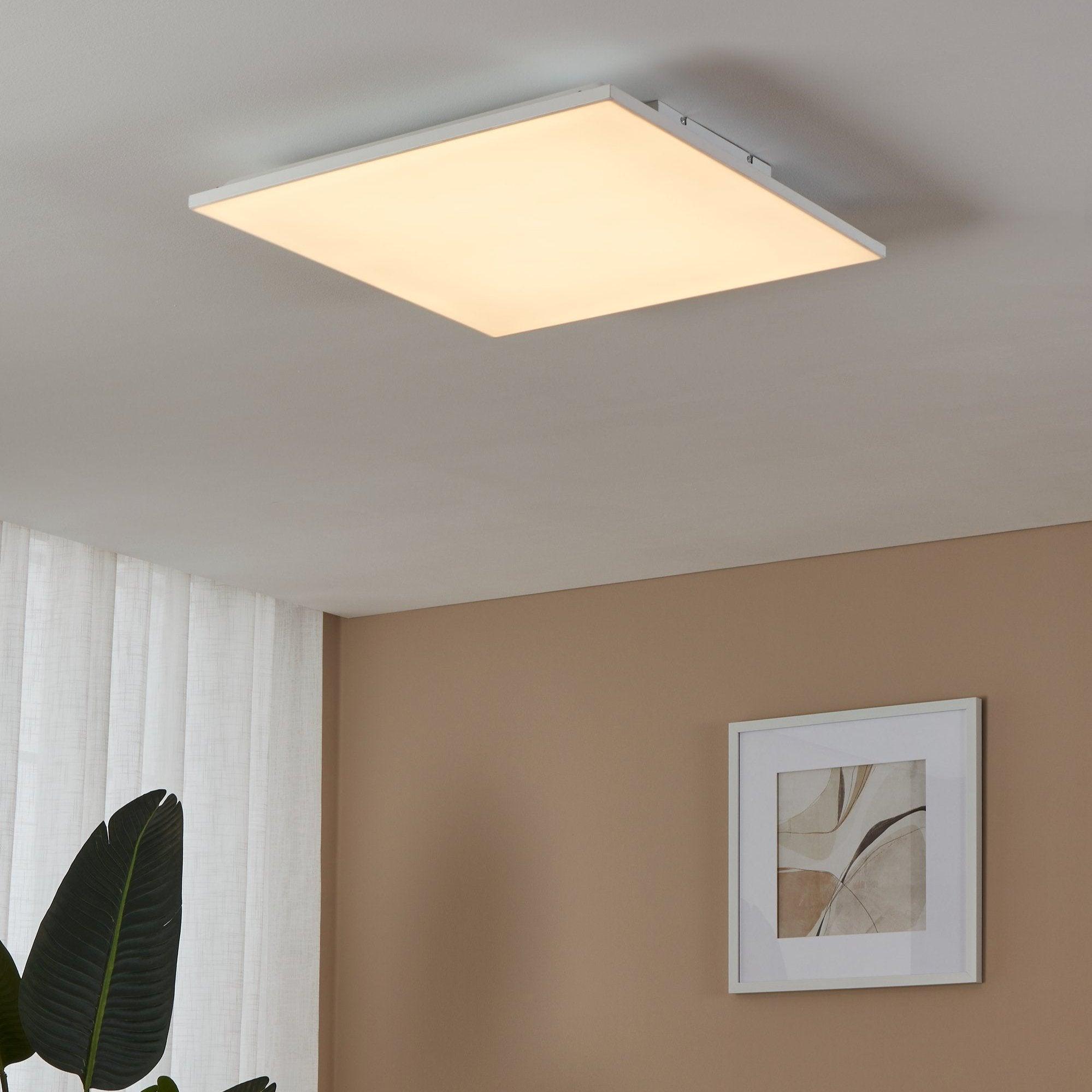 eglo trupiana white led square panel ceiling flush 59cm