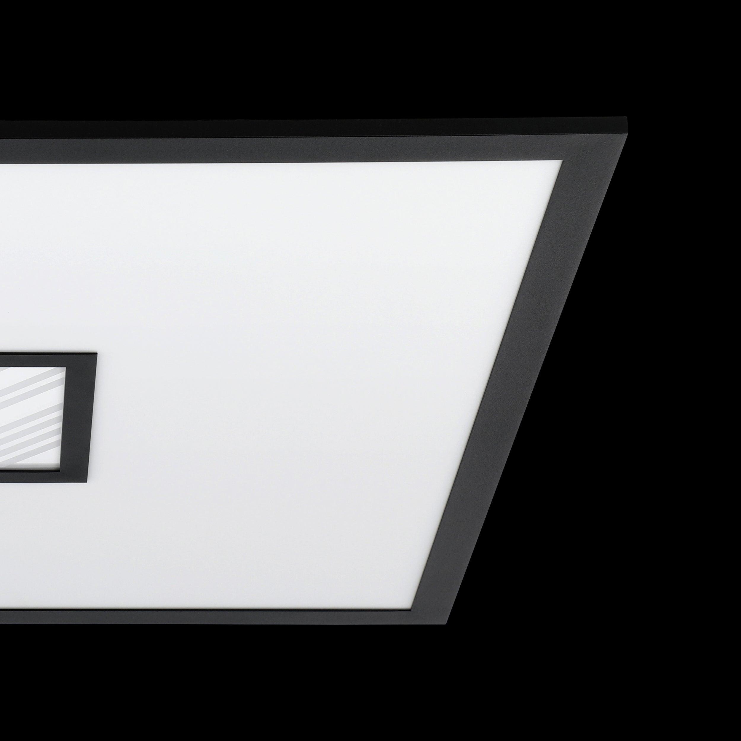eglo bordonara black led square ceiling flush 59 5cm living room close up