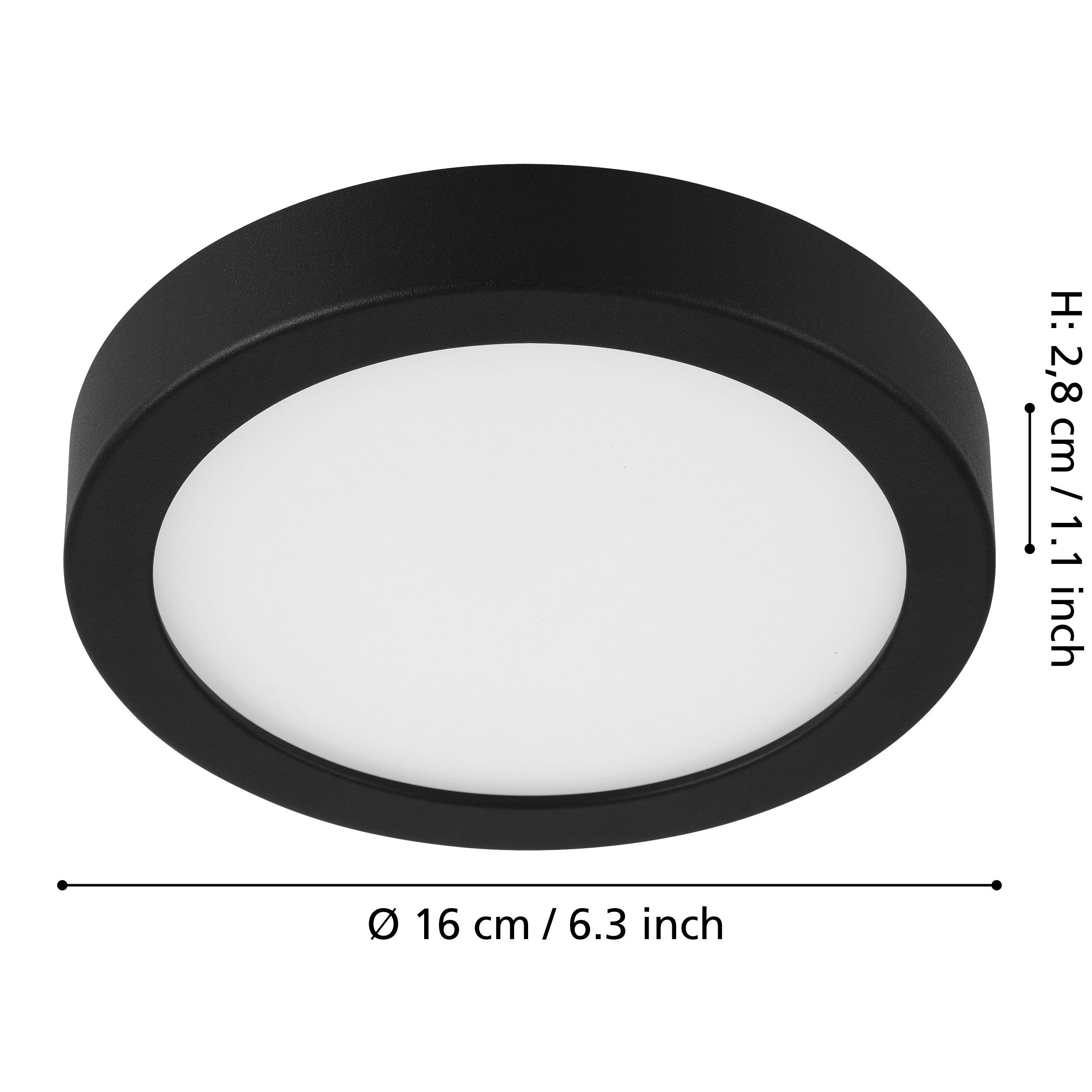 eglo fueva 5 led black round flush ceiling light living room close up