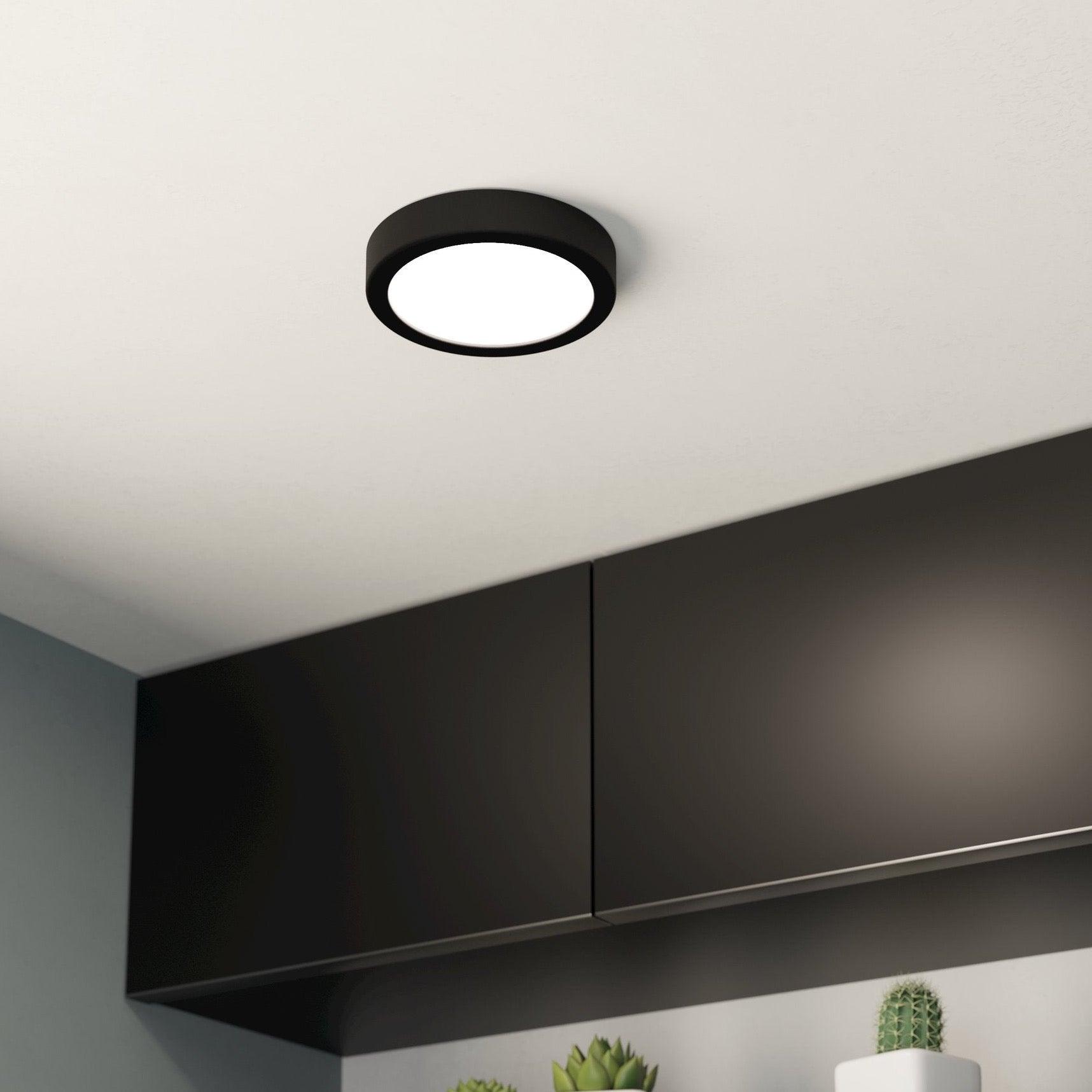 eglo fueva 5 led black round flush ceiling light