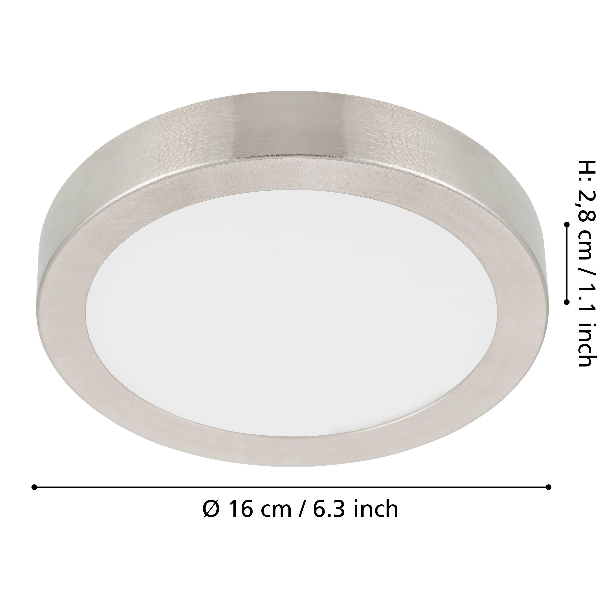 eglo fueva 5 led nickel round flush ceiling light 16cm living room close up