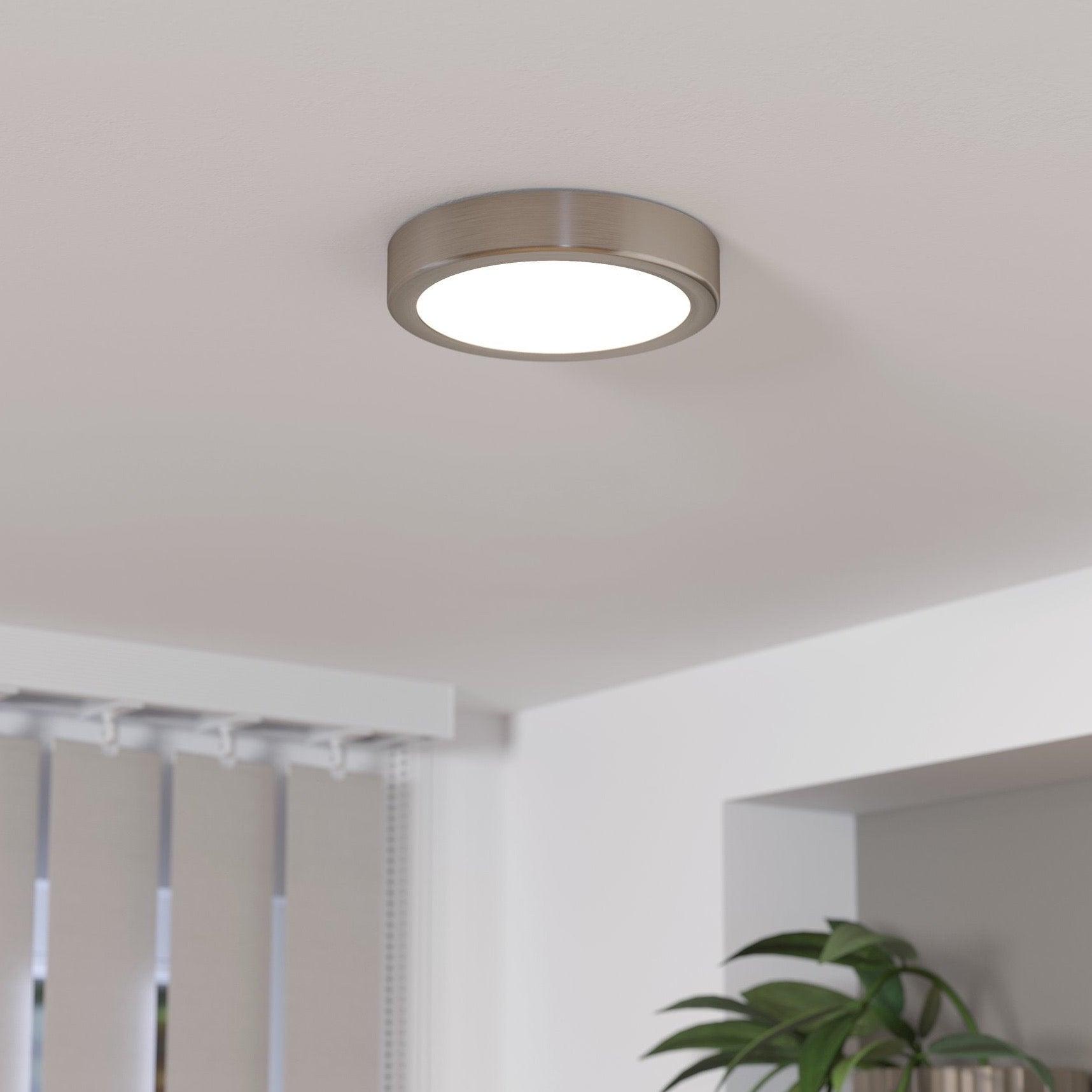 eglo fueva 5 led nickel round flush ceiling light 16cm