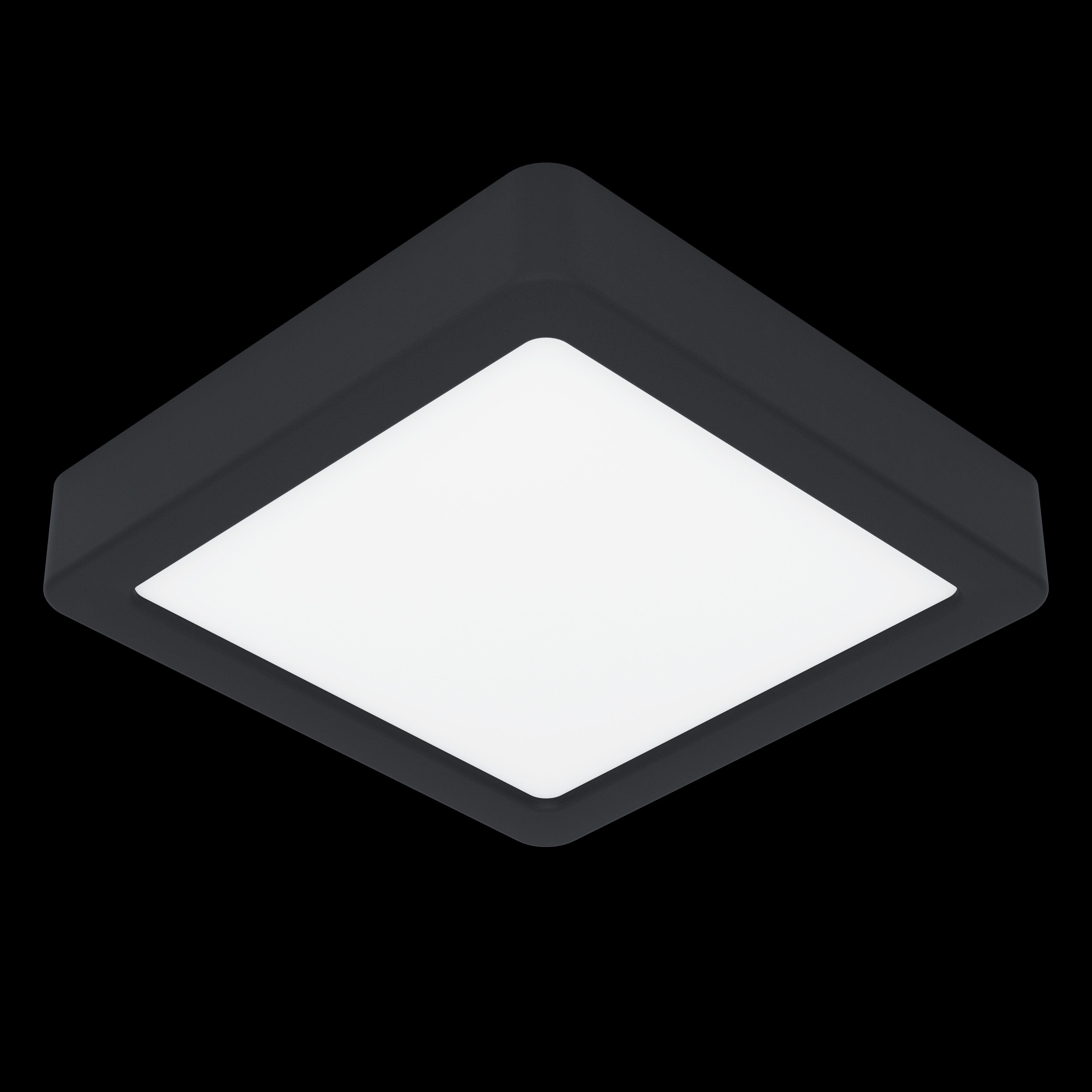 eglo fueva 5 led black square dimmable flush ceiling light 16cm living room image