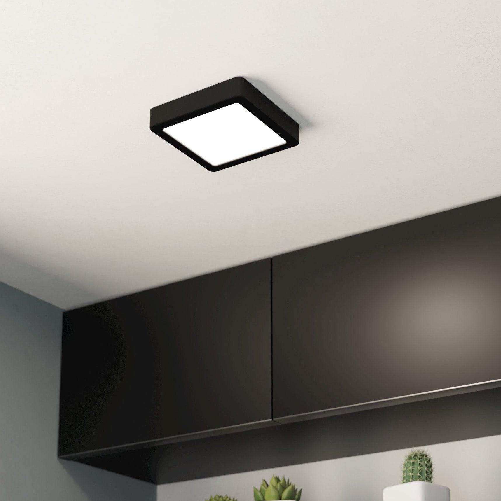 eglo fueva 5 led black square dimmable flush ceiling light 16cm