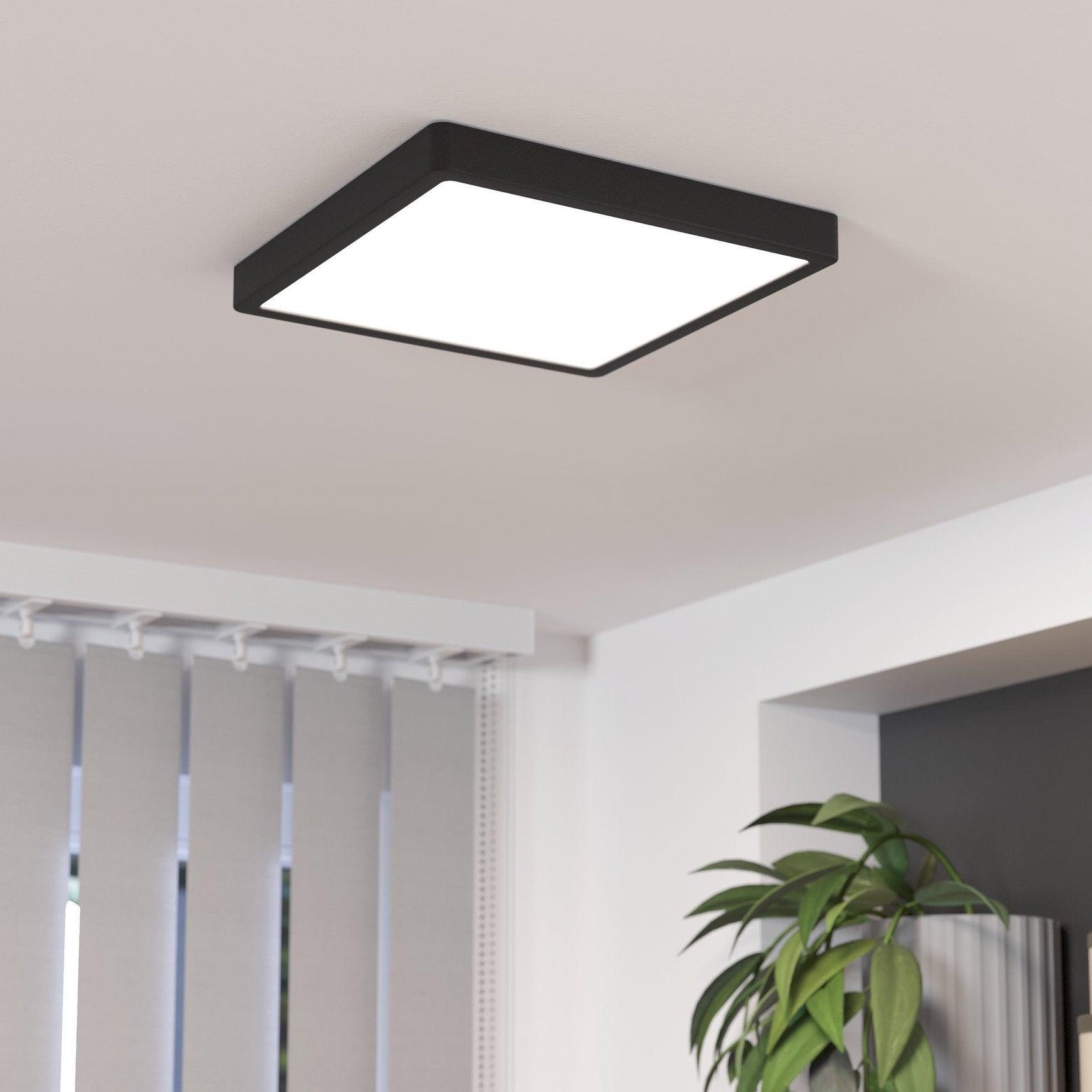 eglo fueva 5 led black square dimmable flush ceiling light 28 5cm