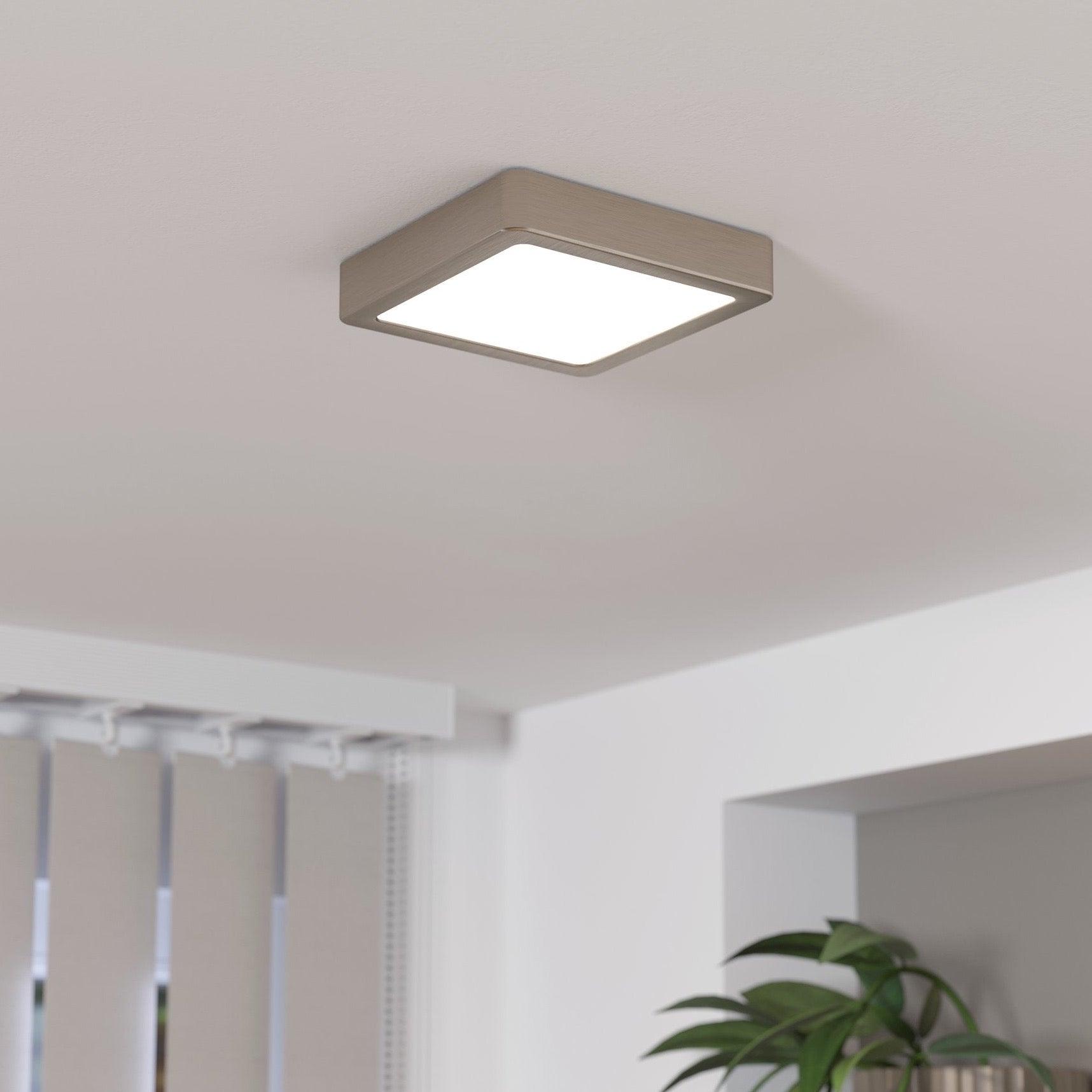 eglo fueva 5 led square nickel flush ceiling light 16cm