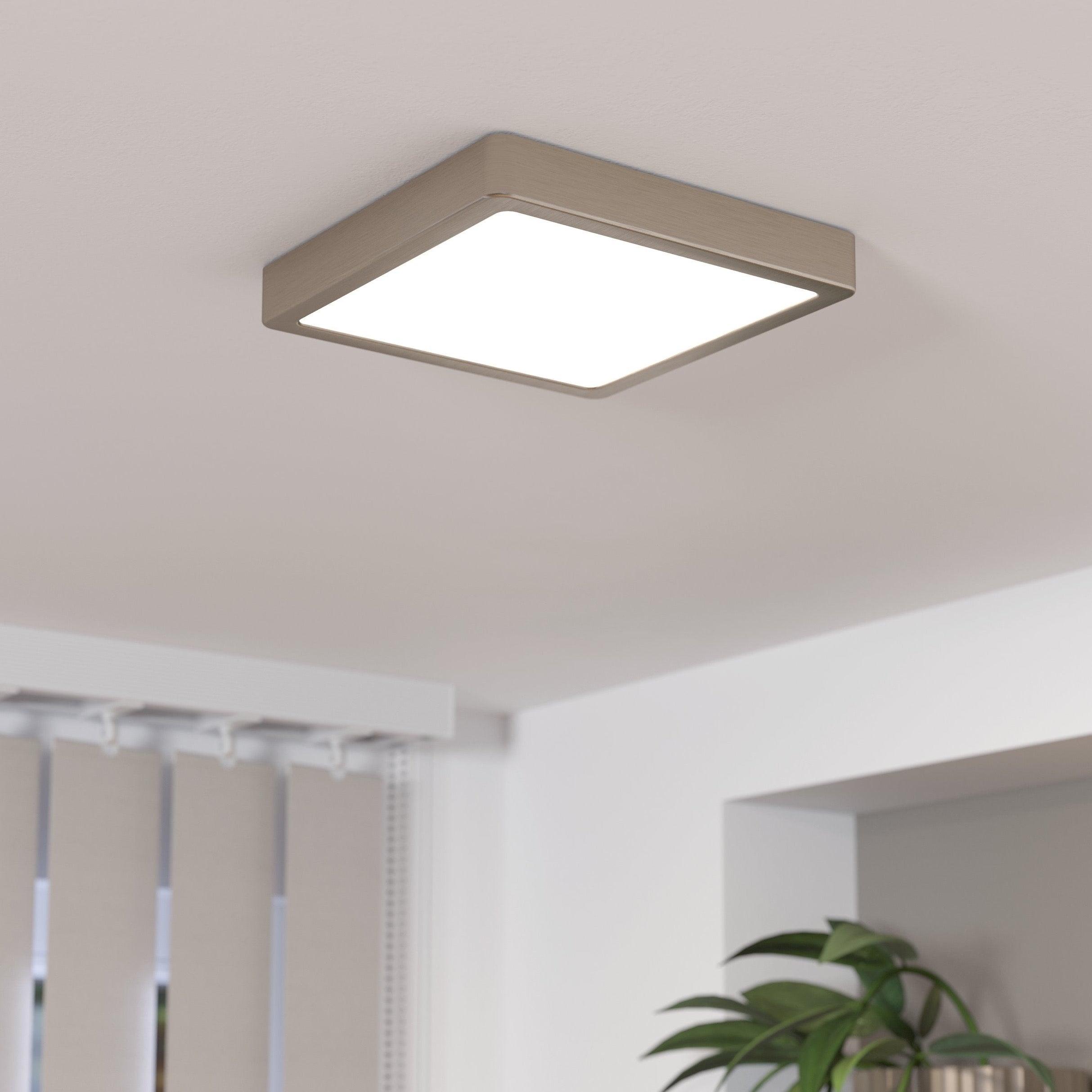 eglo fueva 5 led square nickel flush ceiling light 21cm
