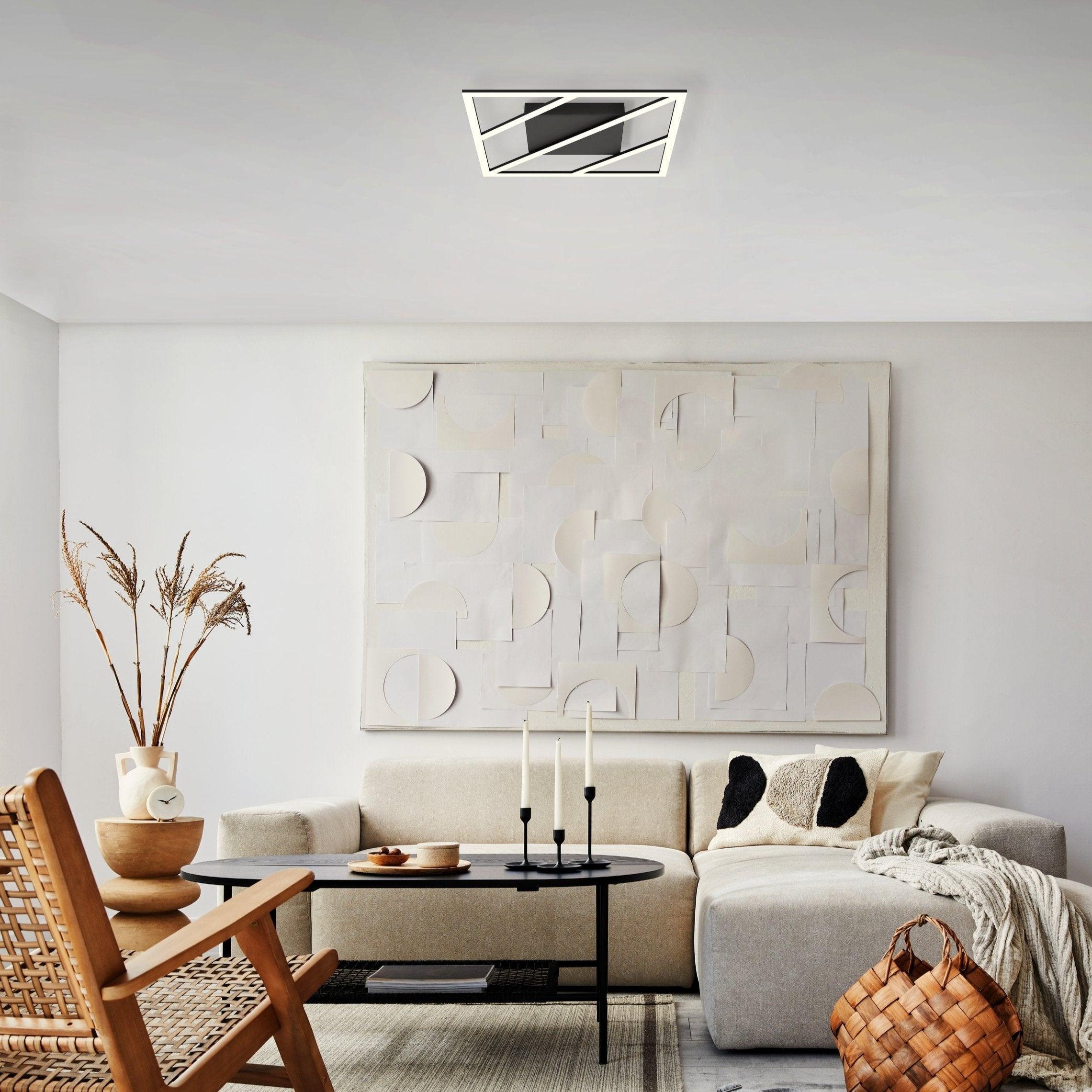 eglo ulisano led square black ceiling flush 42cm