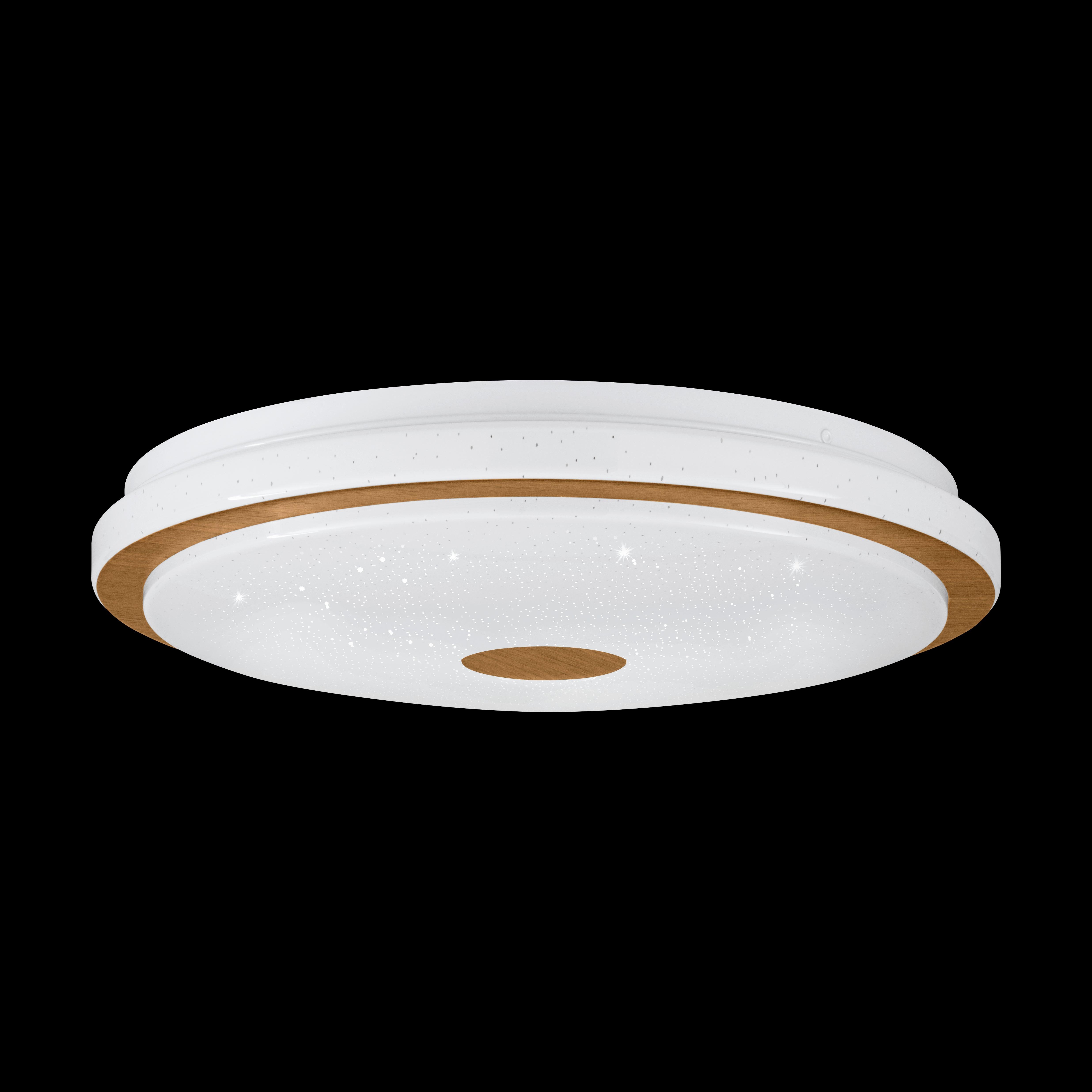 eglo lanciano 1 led wooden white round ceiling flush 38cm living room close up