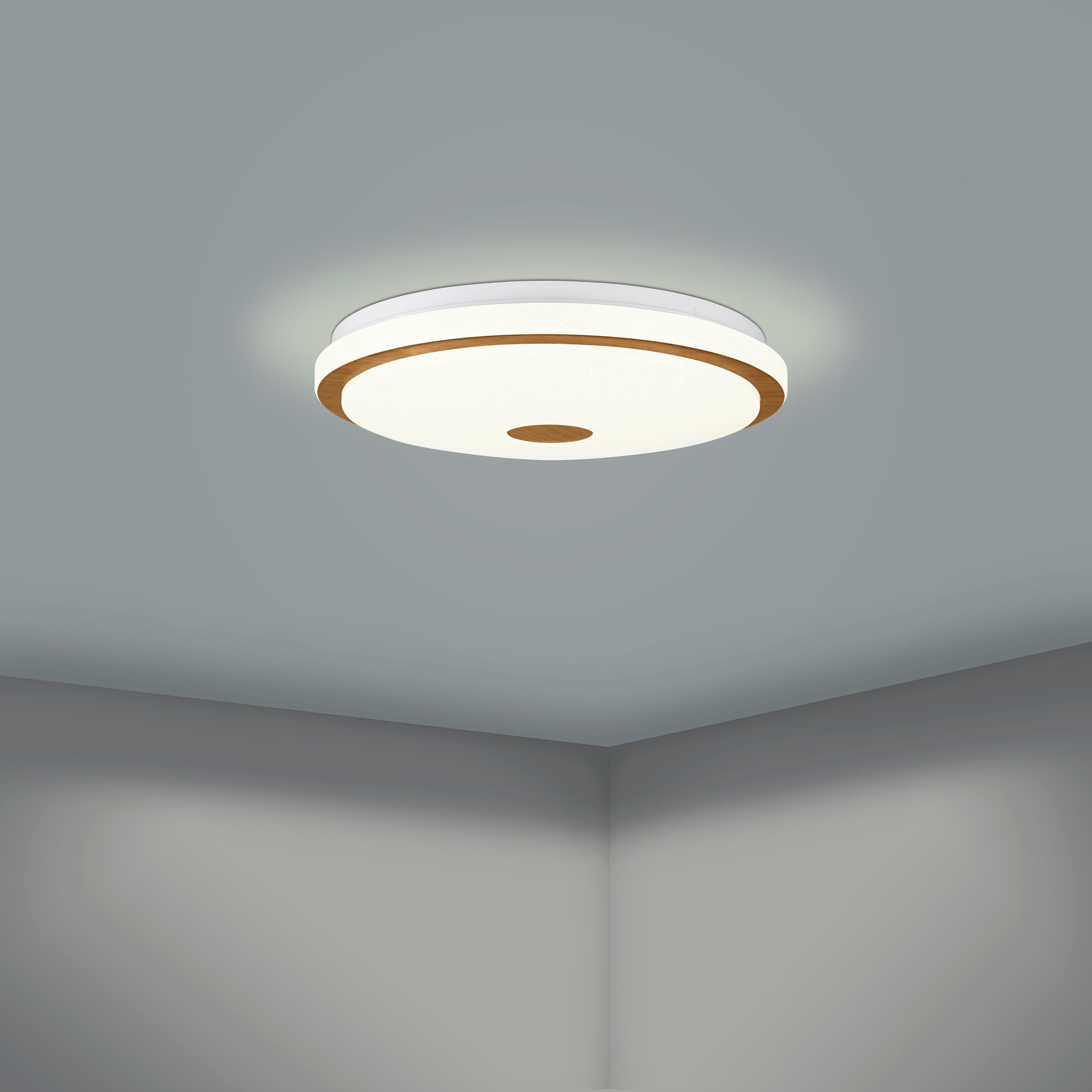 eglo lanciano 1 led wooden white round ceiling flush 38cm living room image