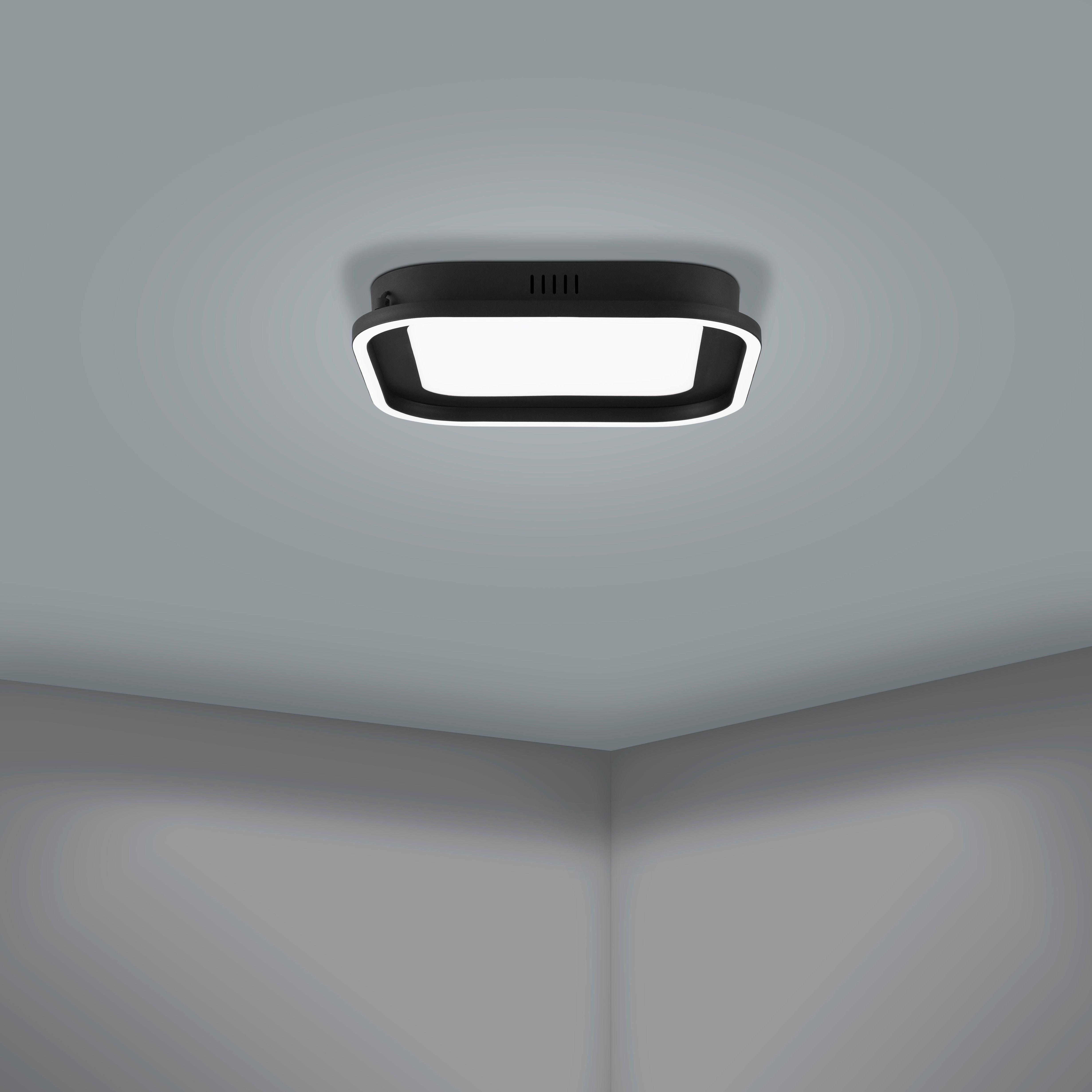 eglo calagrano led black square flush ceiling light 37 5cm living room image