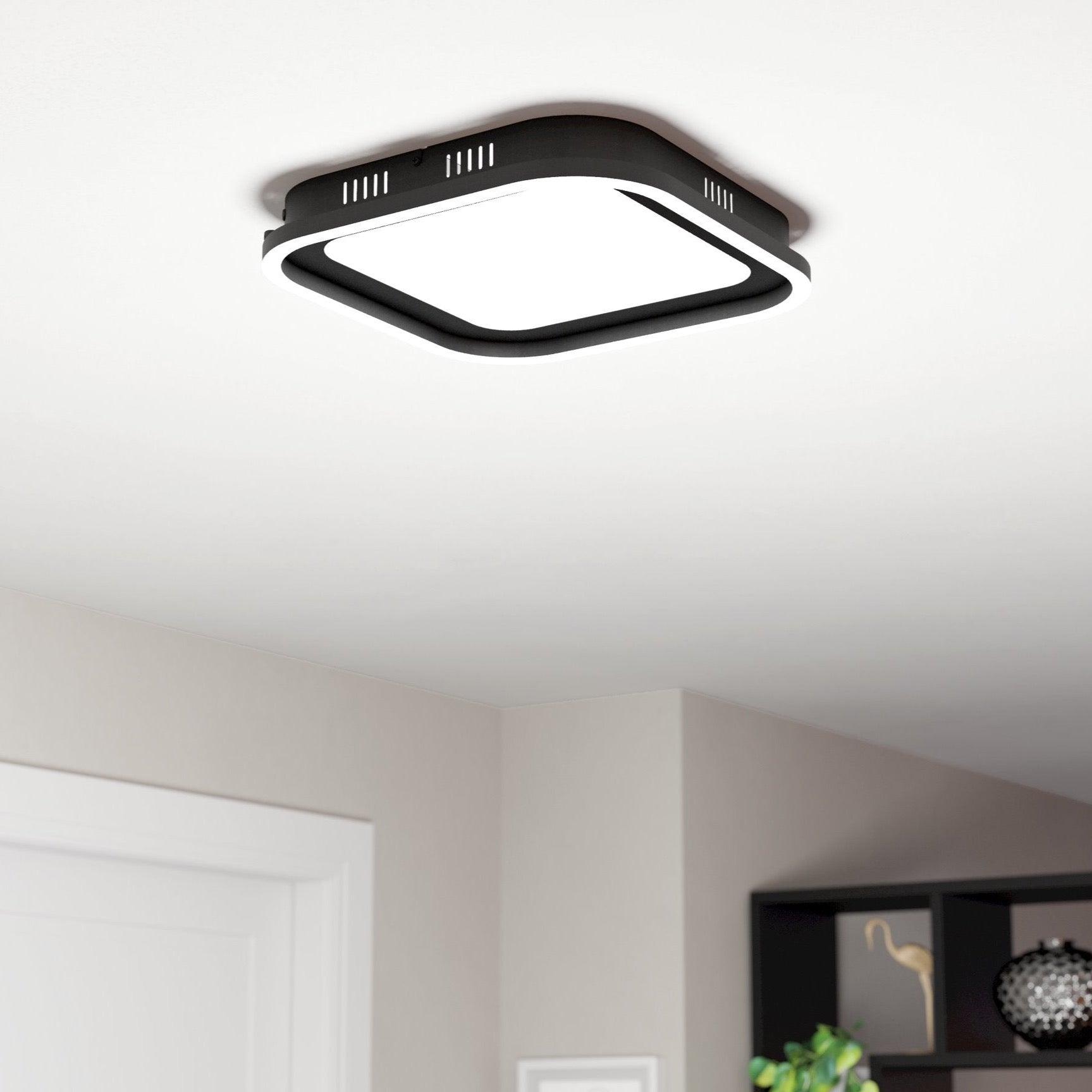 eglo calagrano led black square flush ceiling light 37 5cm