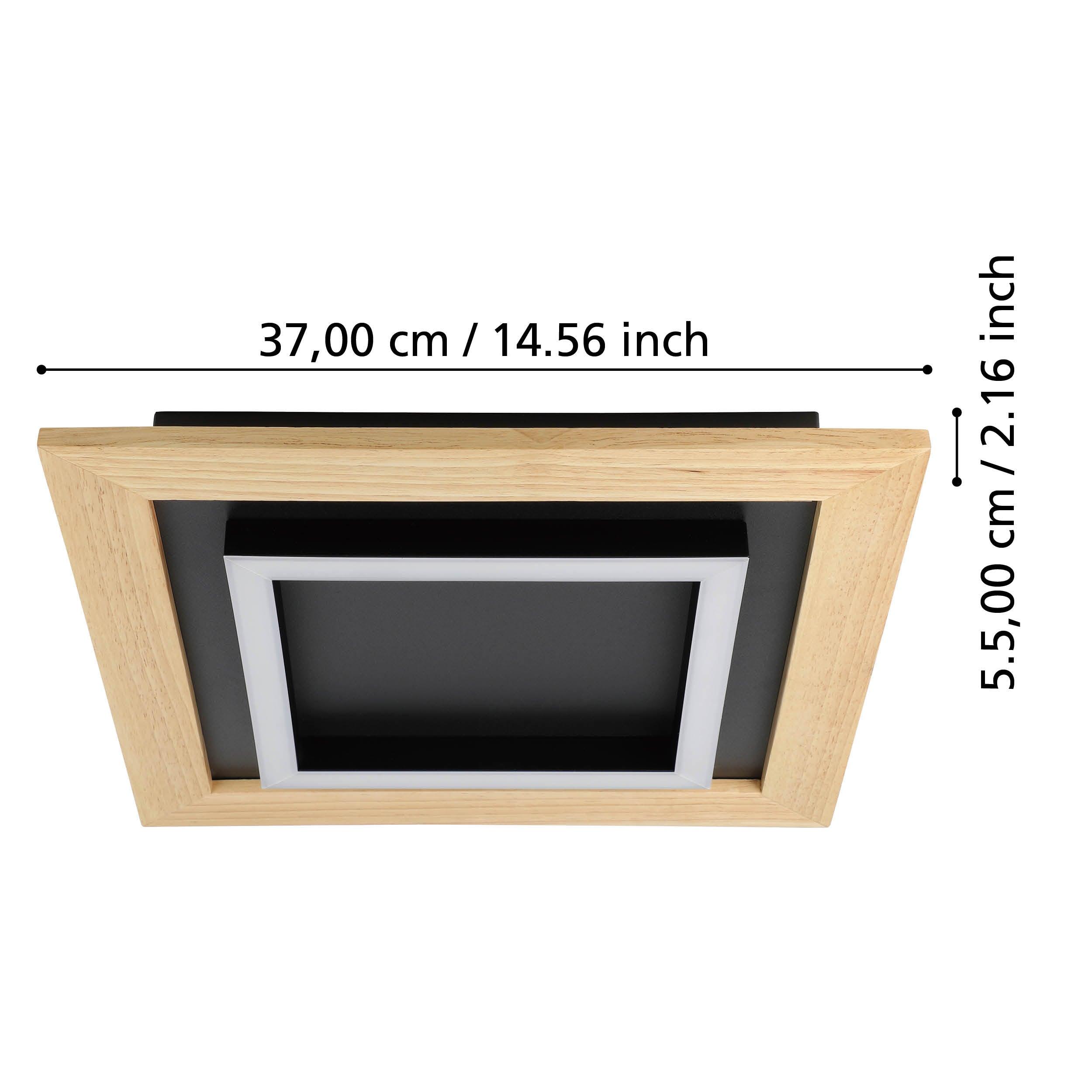 eglo tirrenara led black wooden square ceiling flush 37cm Kitchen Lighting Close Up