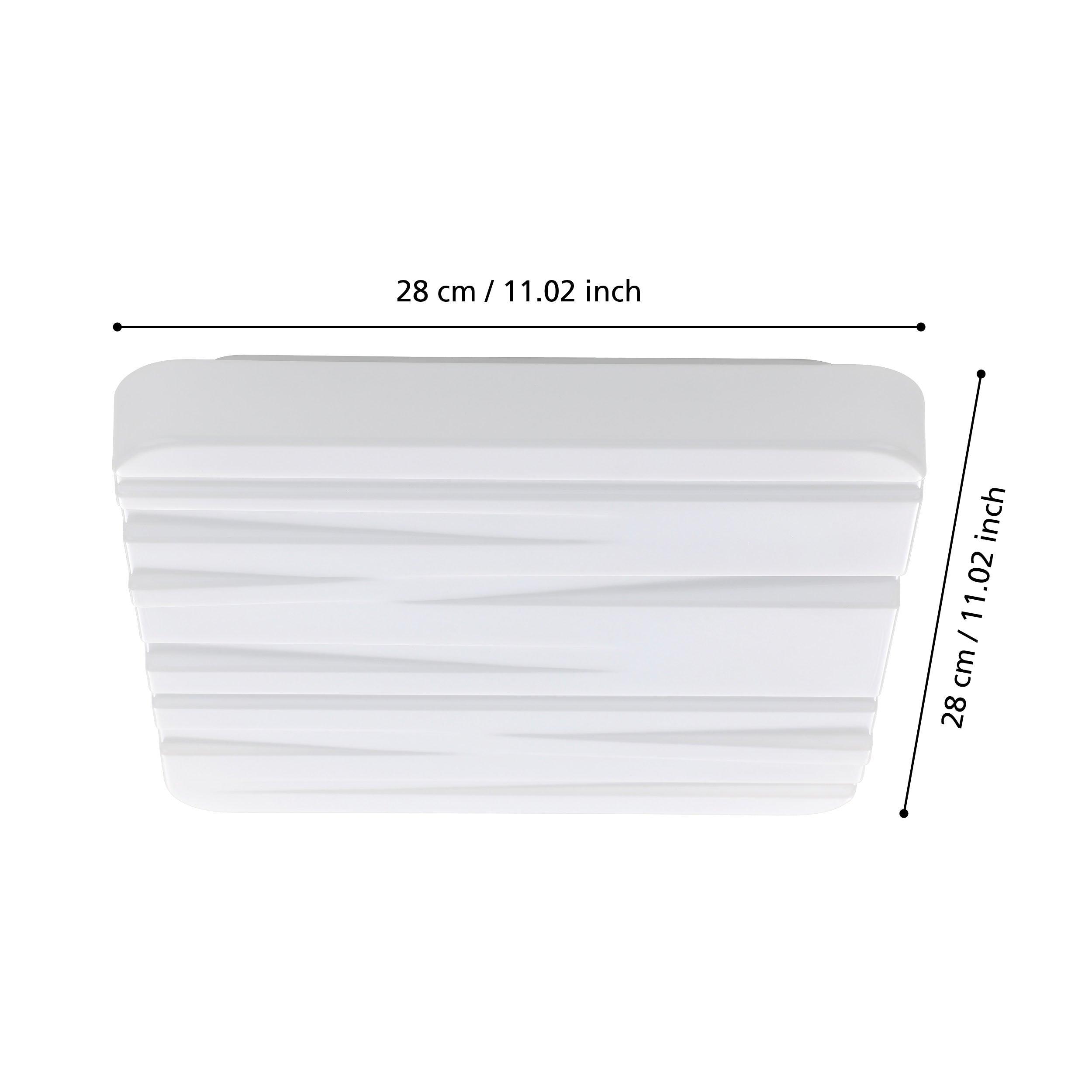 eglo ferentino led square white ceiling flush 28cm living room close up