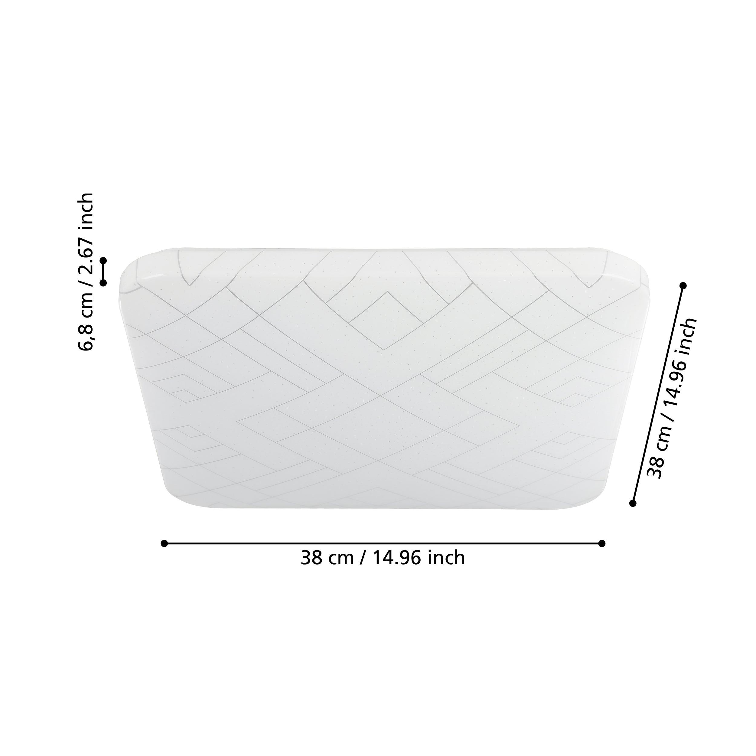 eglo rende led round white silver ceiling flush 38cm living room close up