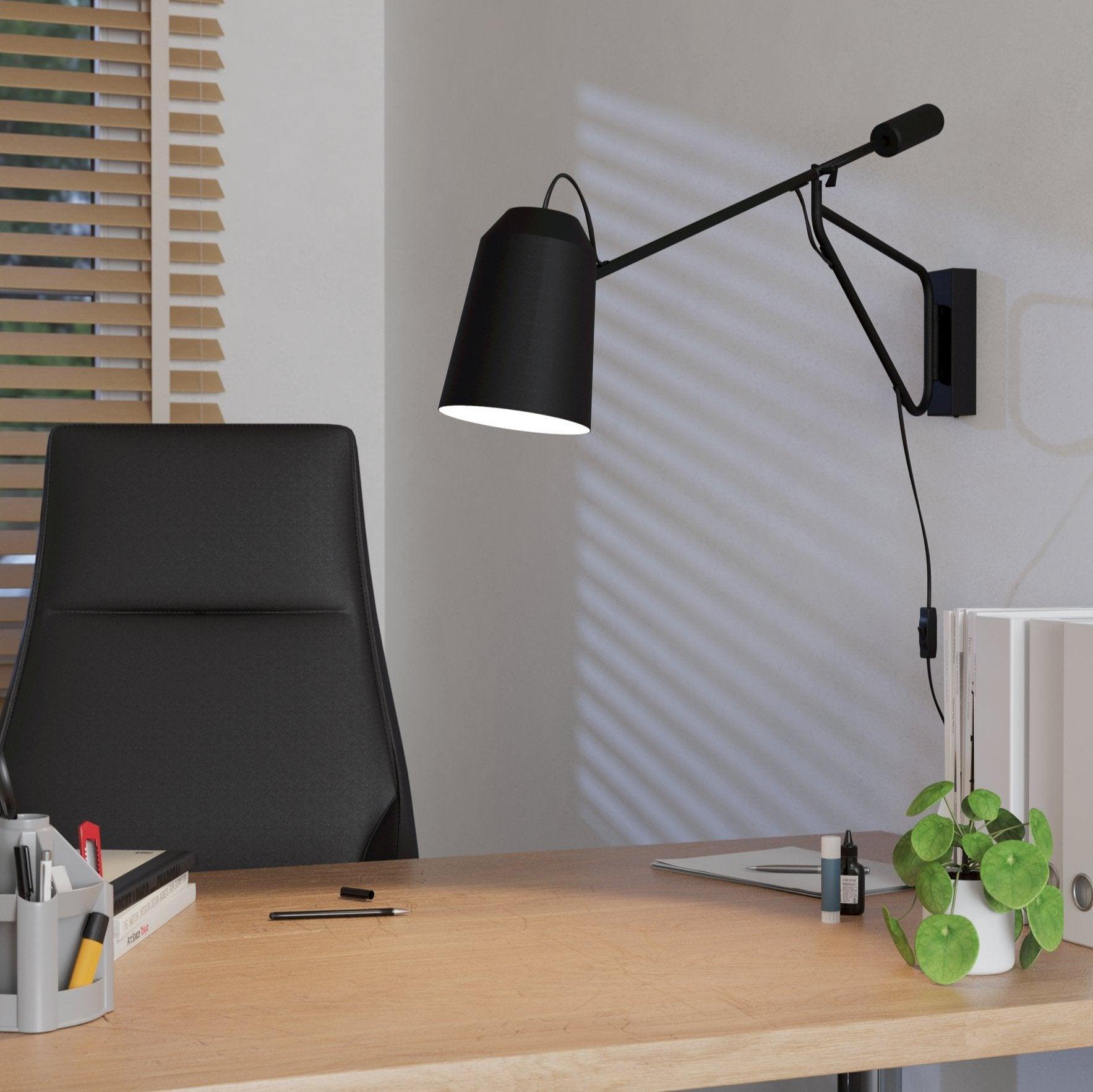 eglo loreto 1 black adjustable wall light