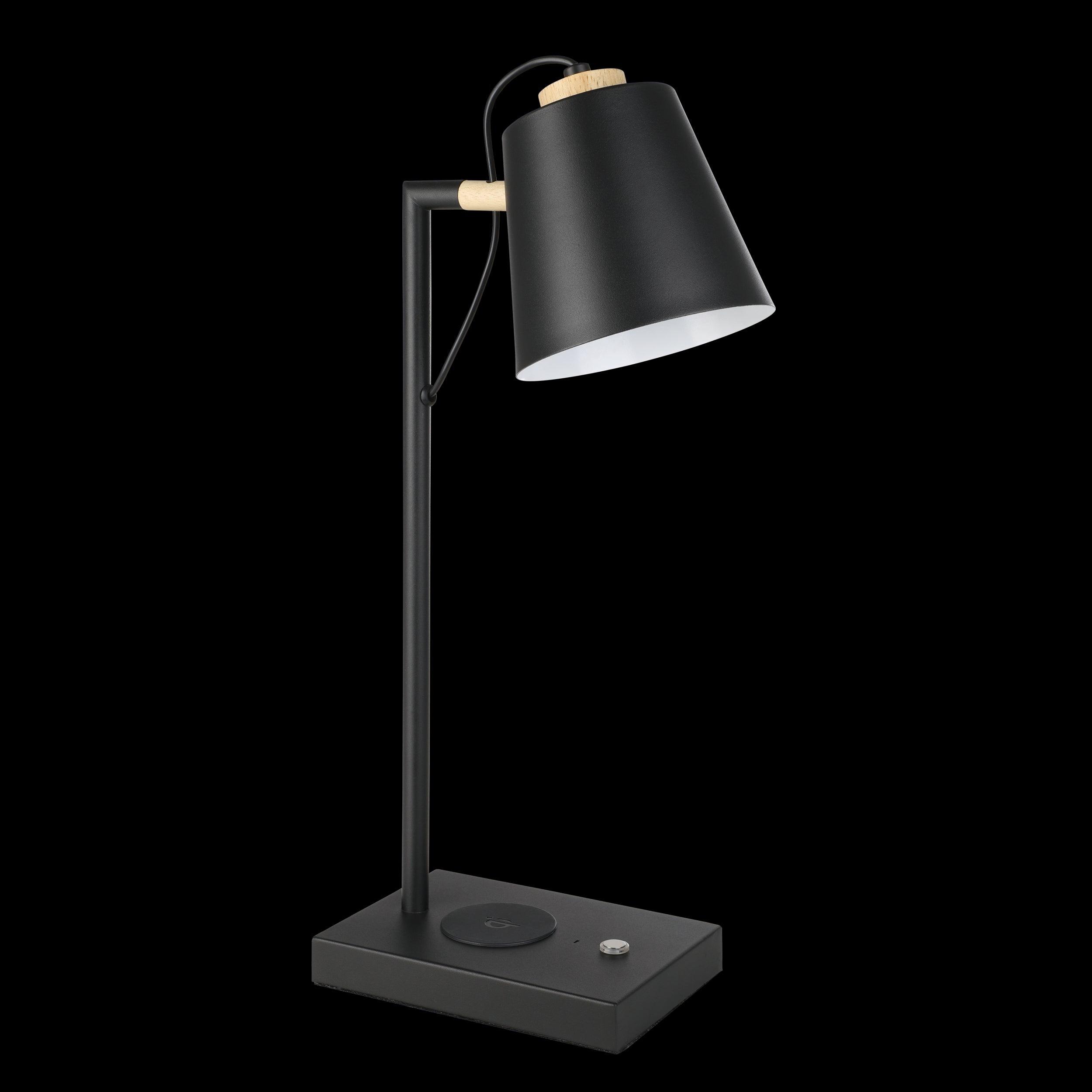 eglo lacey qi black touch table lamp living room close up