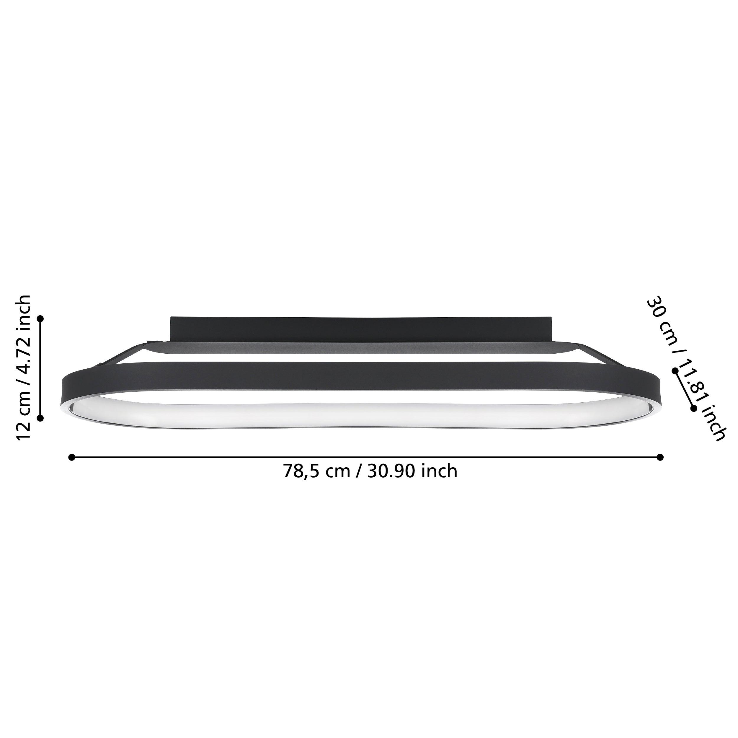 eglo codriales led black flush ceiling light living room close up