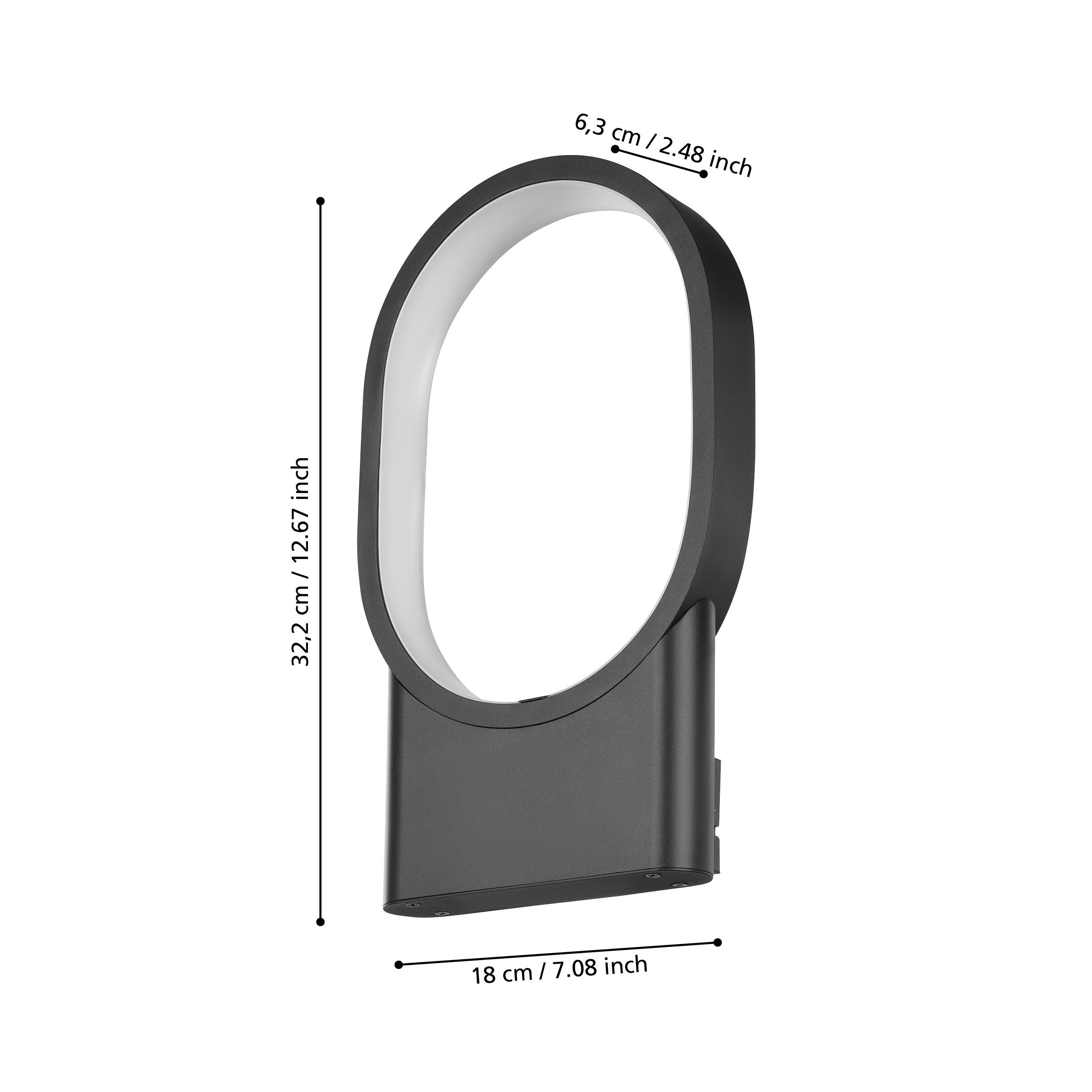 eglo codriales black led wall light living room close up