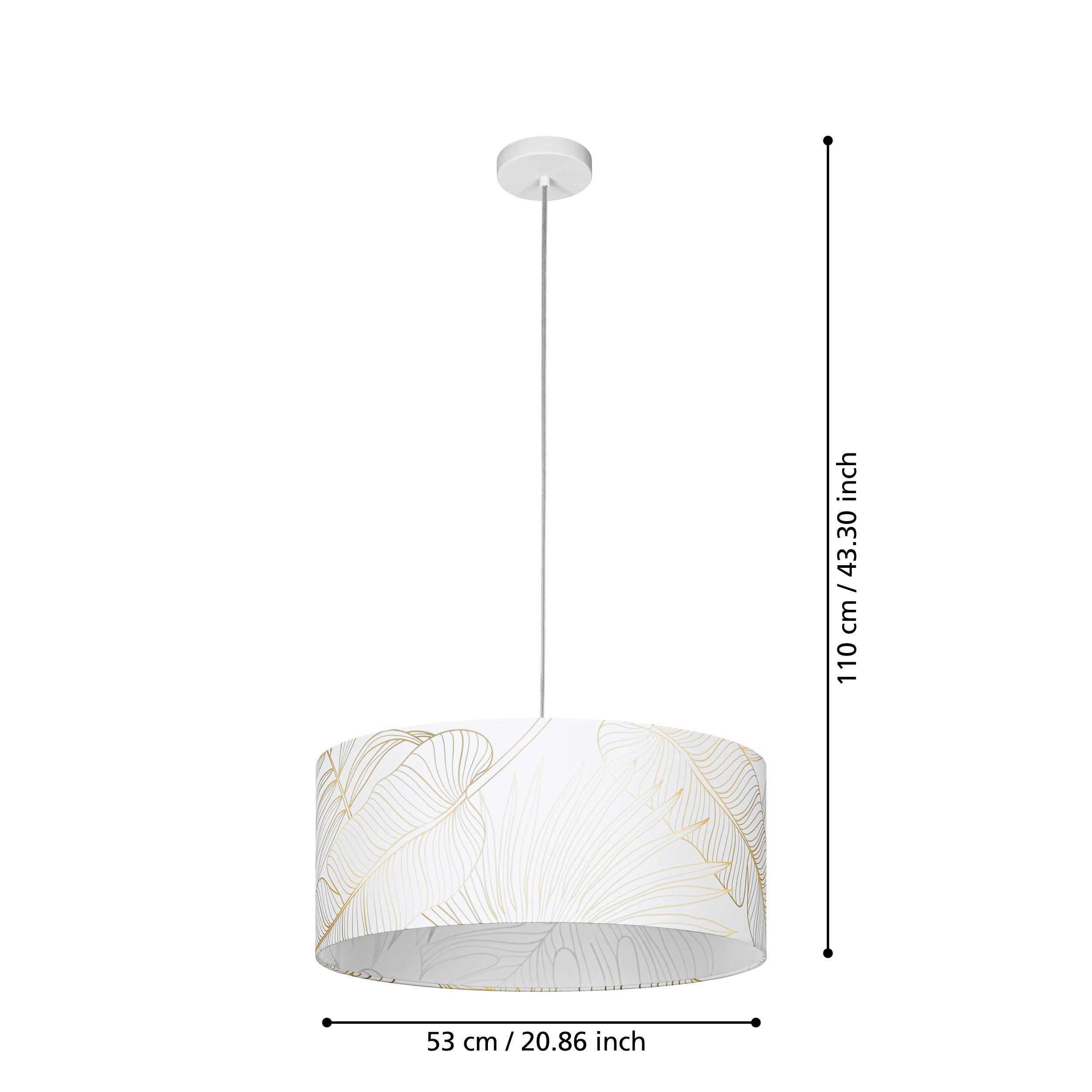 eglo bucamaranga round white gold leaf design fabric pendant kitchen lighting 