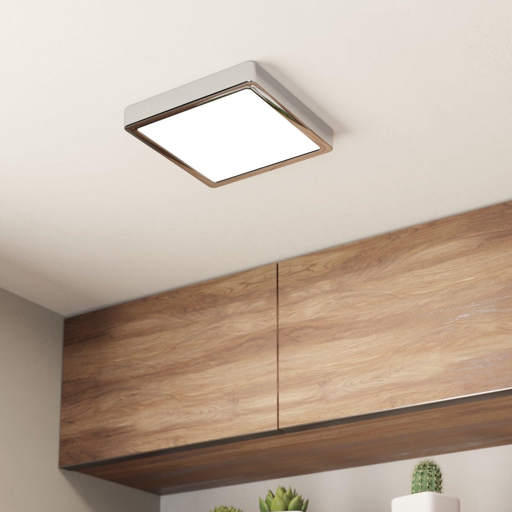 eglo fueva 5 chrome led ip44 square flush 21cm