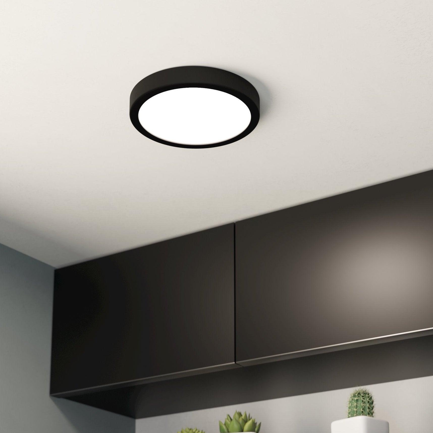 eglo fueva 5 led black ip44 round flush ceiling light