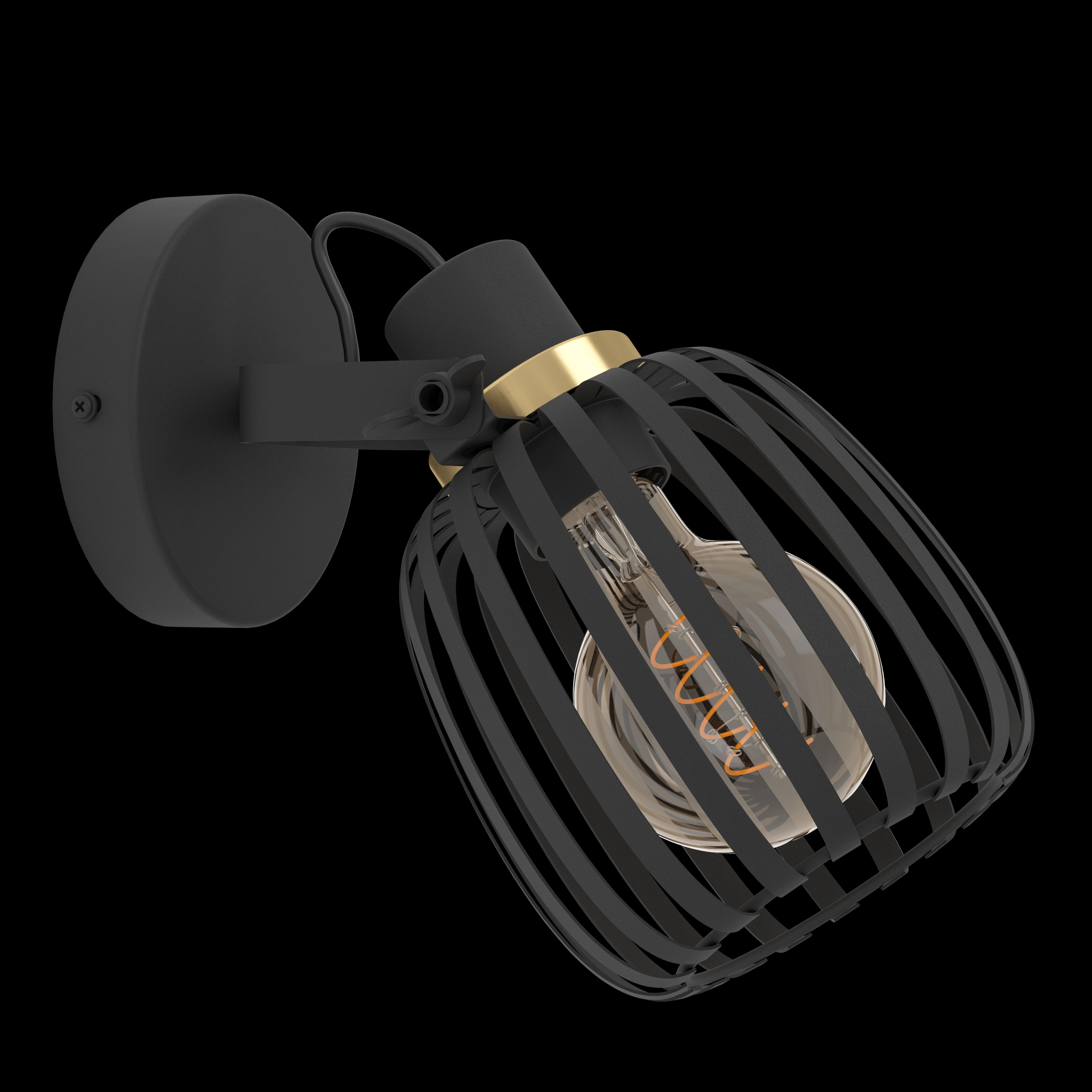 eglo girona black brass wall spotlight living room image