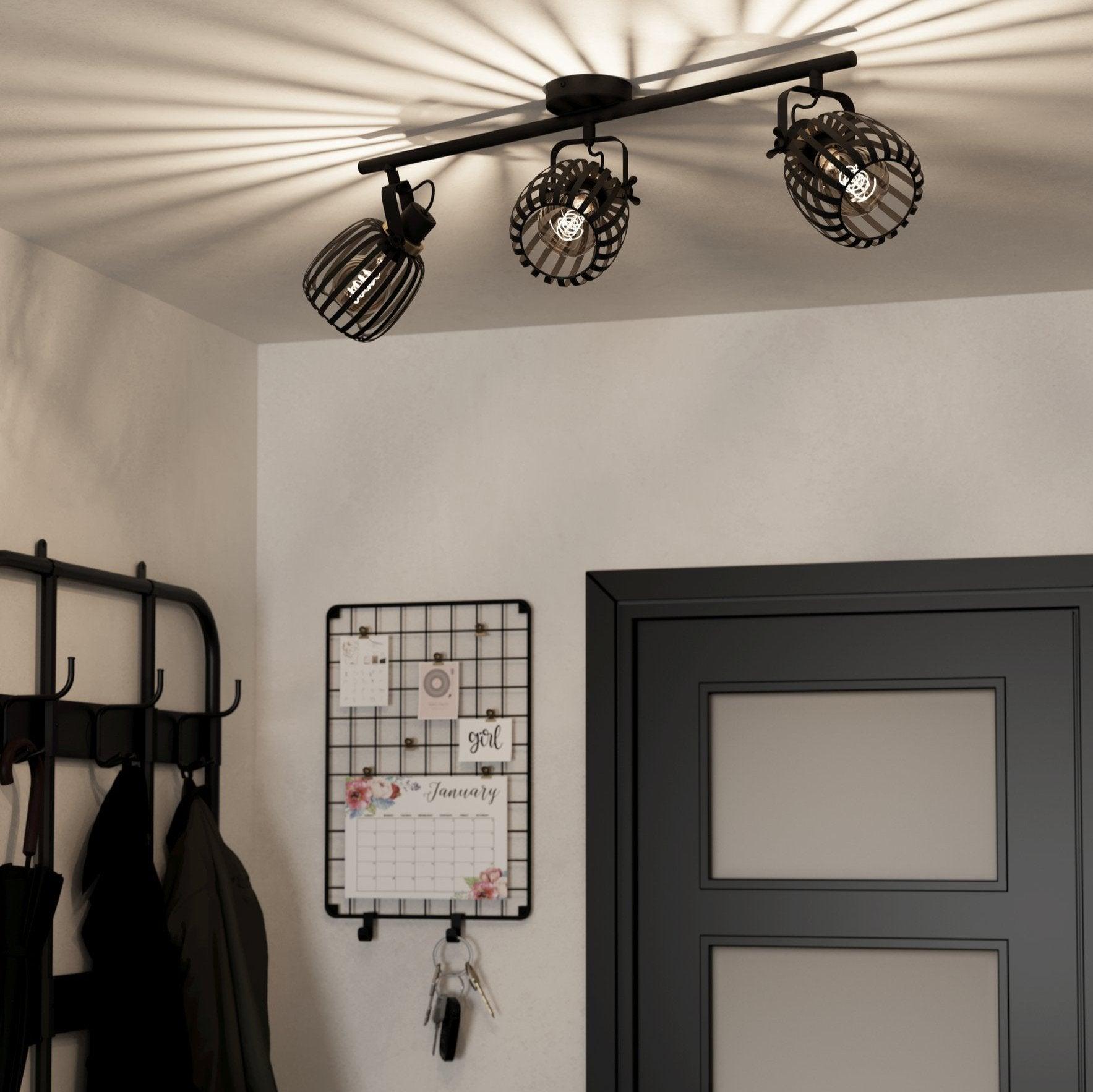 eglo girona black brass 3 light bar spotlight