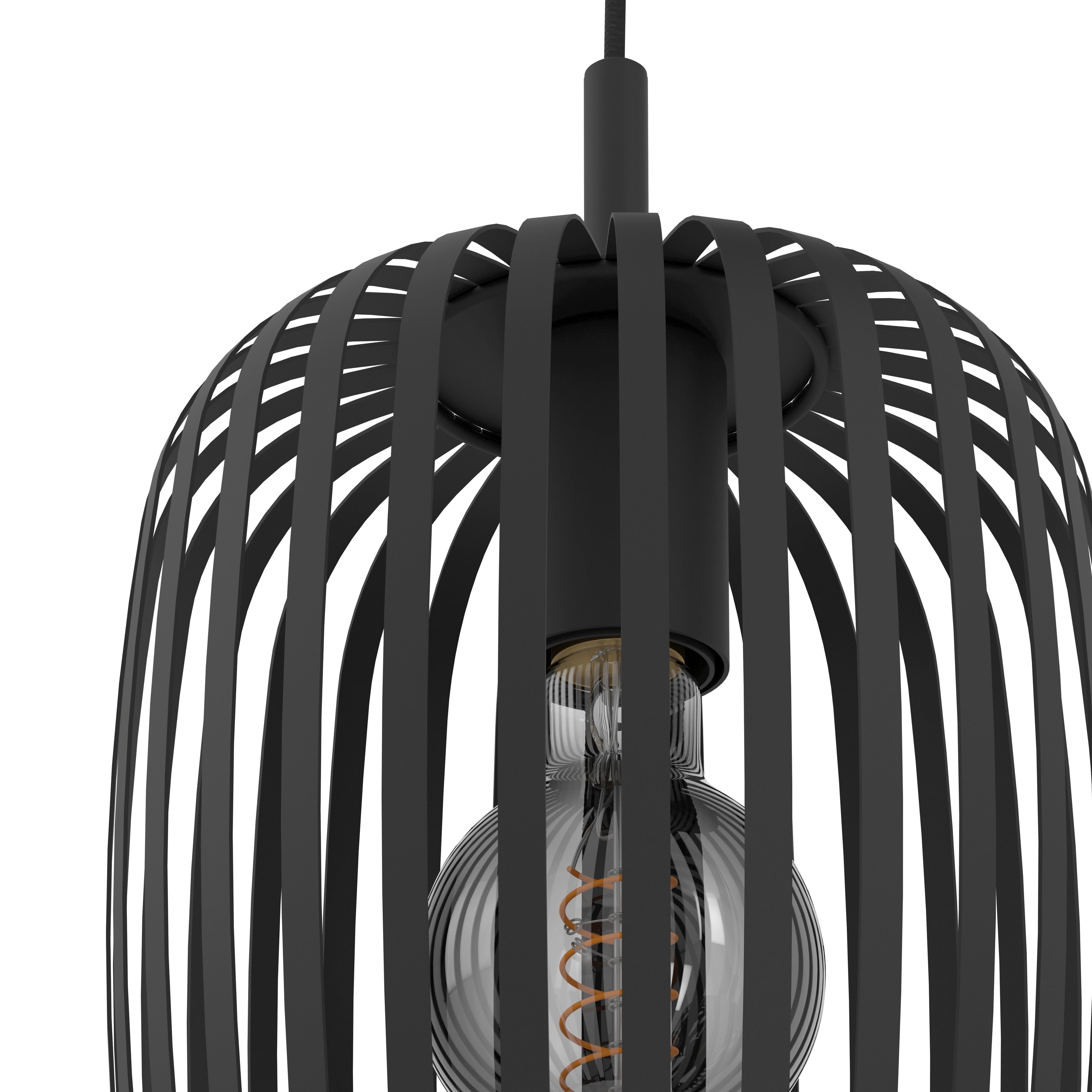 eglo romazzina 3 light black metal caged ceiling pendant Kitchen Lighting Close Up