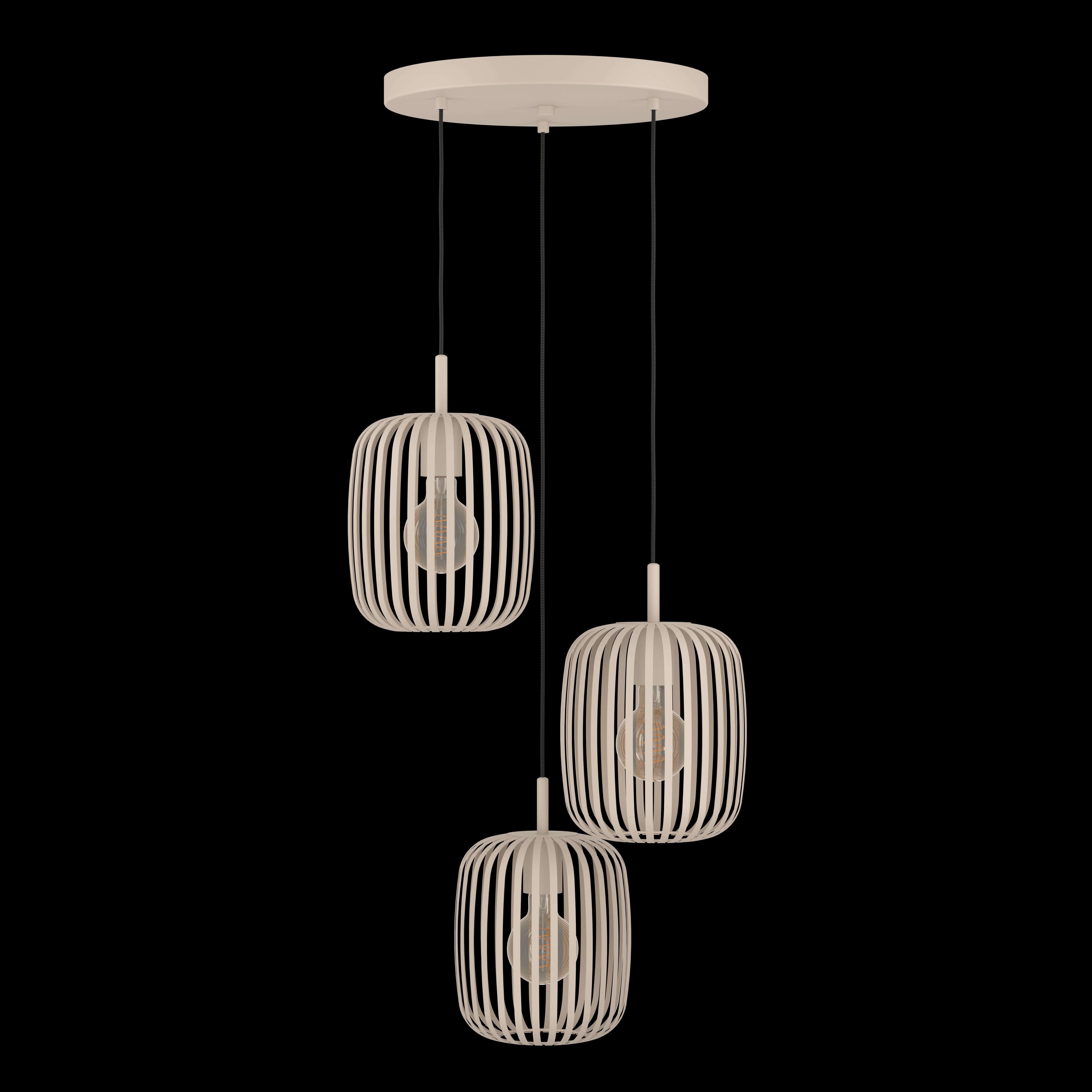 eglo romazzina 3 light sand metal caged ceiling pendant living room image