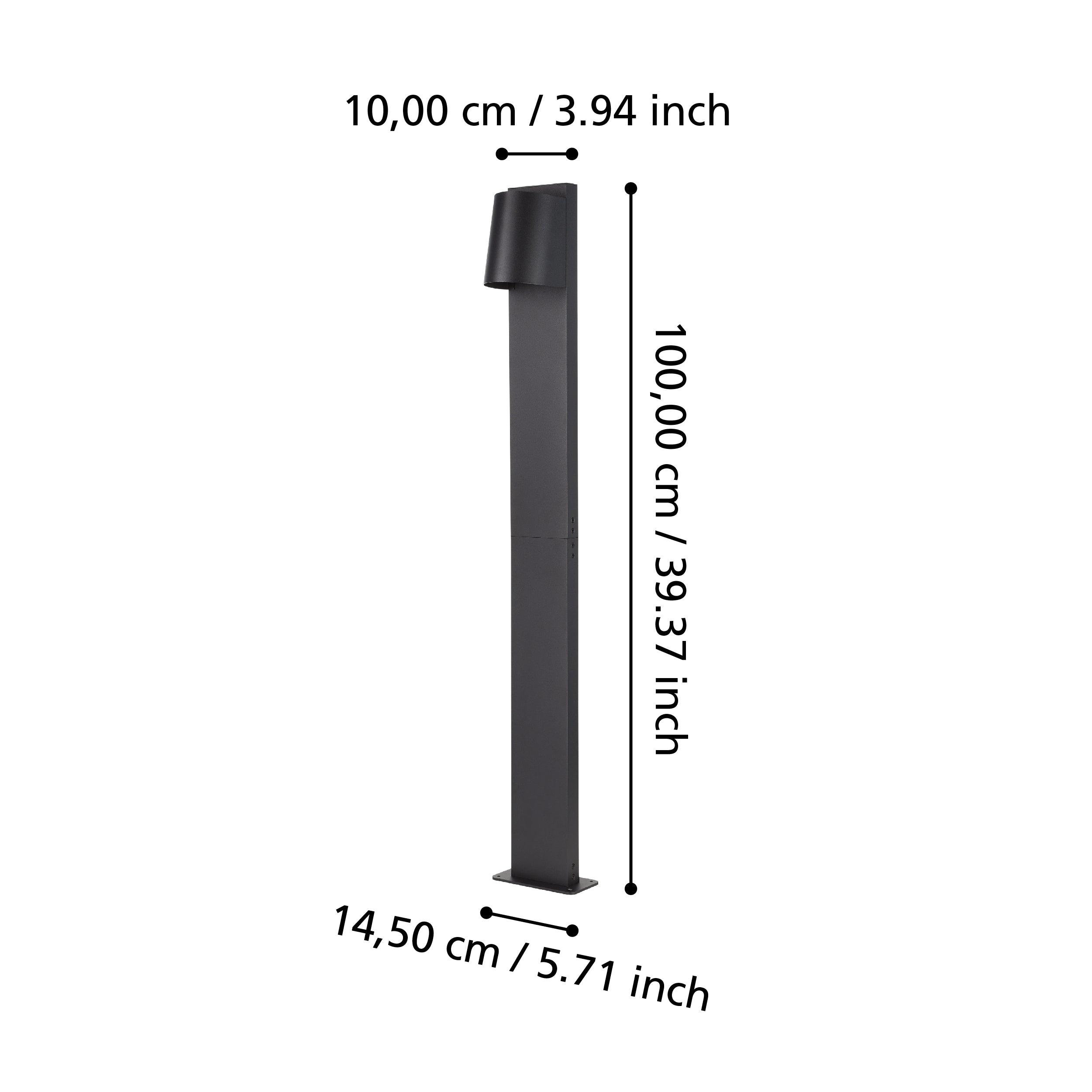 eglo stagnone black ip54 downward light pedestal living room close up