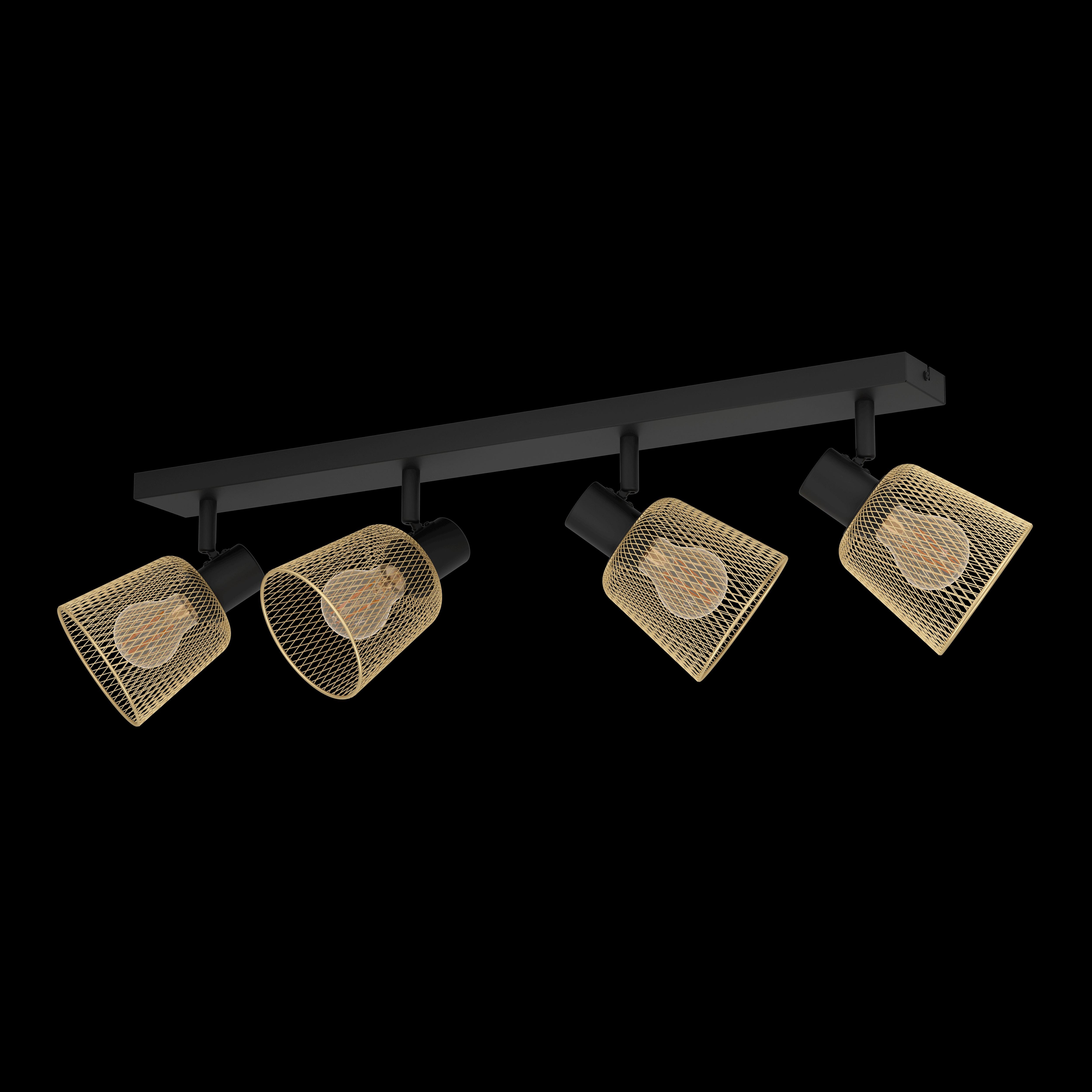 eglo coslada brass mess black 4 light bar spotlight Kitchen Lighting Close Up