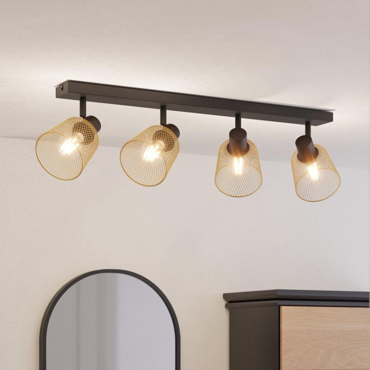 Eglo Coslada Brass Mess & Black 4 Light Bar Spotlight