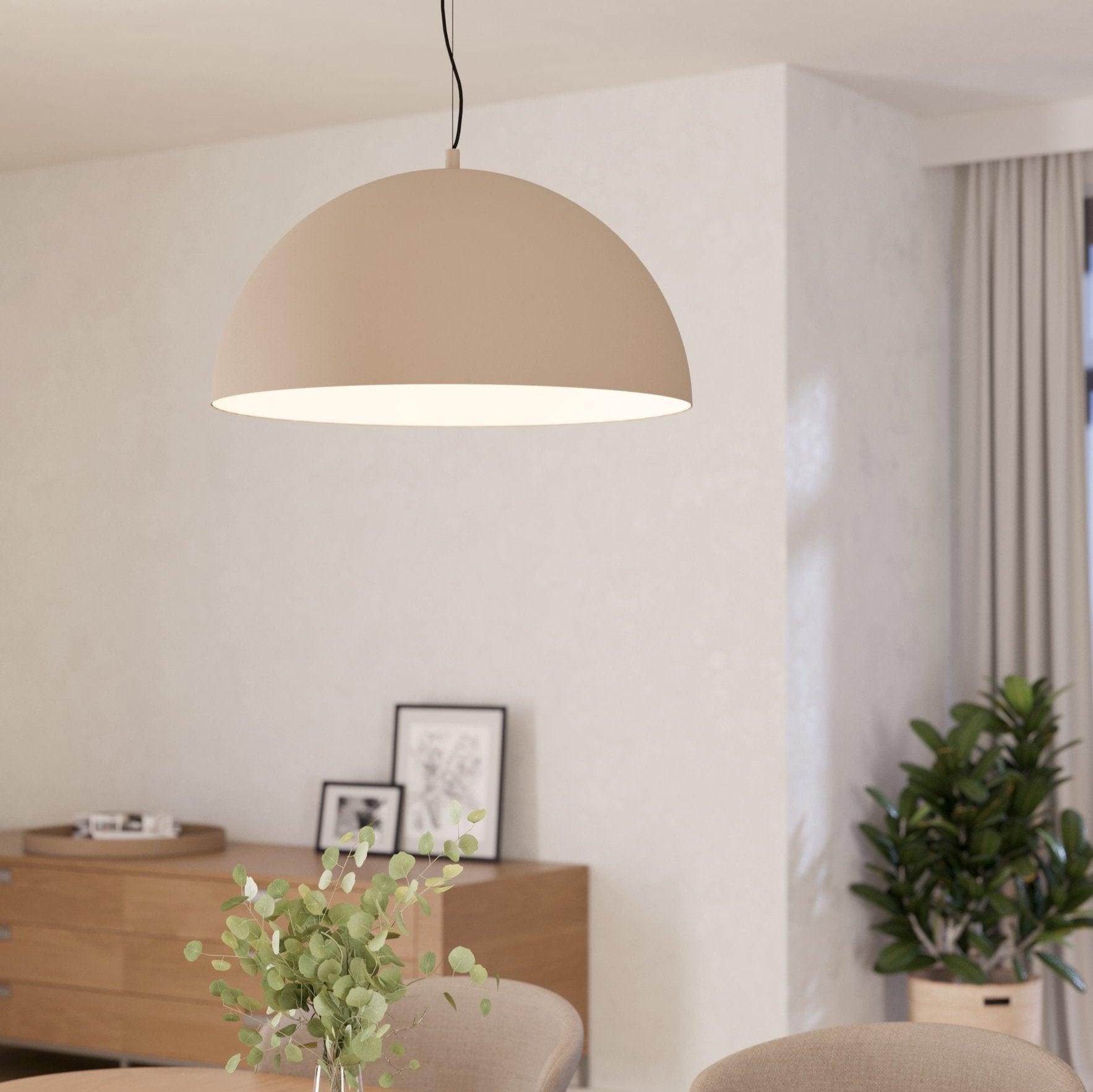 eglo gaetano 1 sand coloured round steel shade pendant