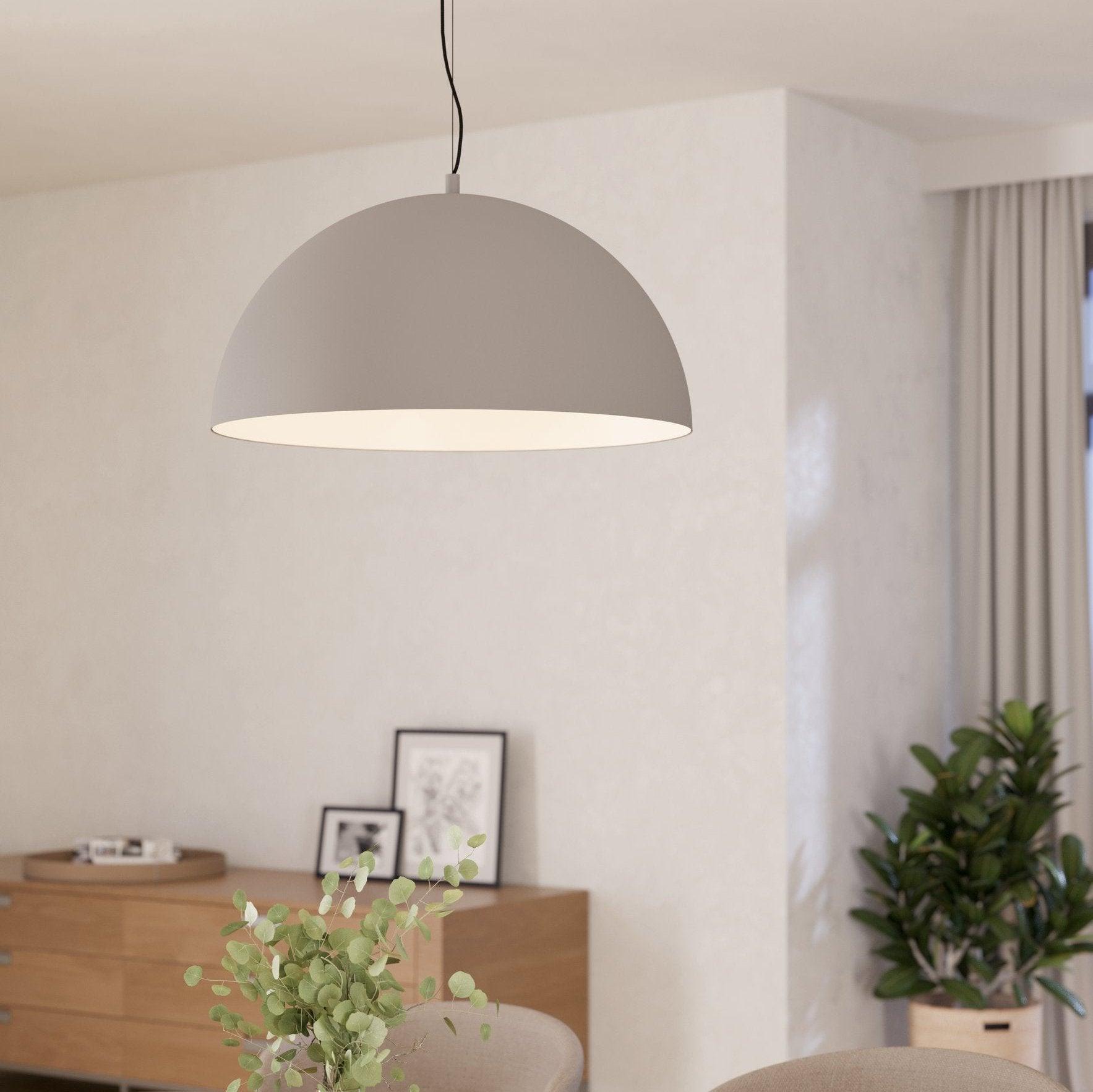 eglo gaetano 1 grey round steel shade pendant