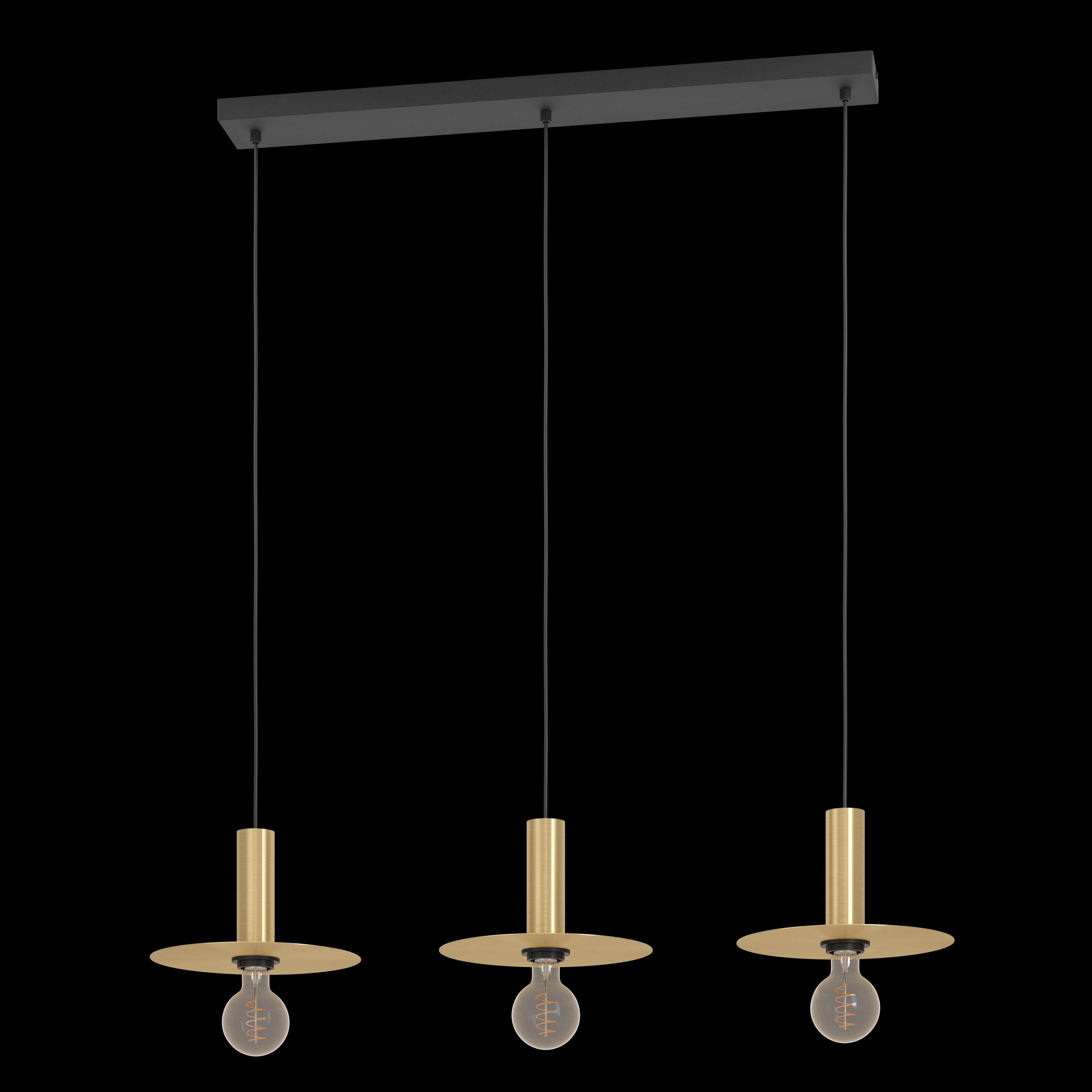eglo escandell 3 light brass metal disc ceiling pendant kitchen lighting 