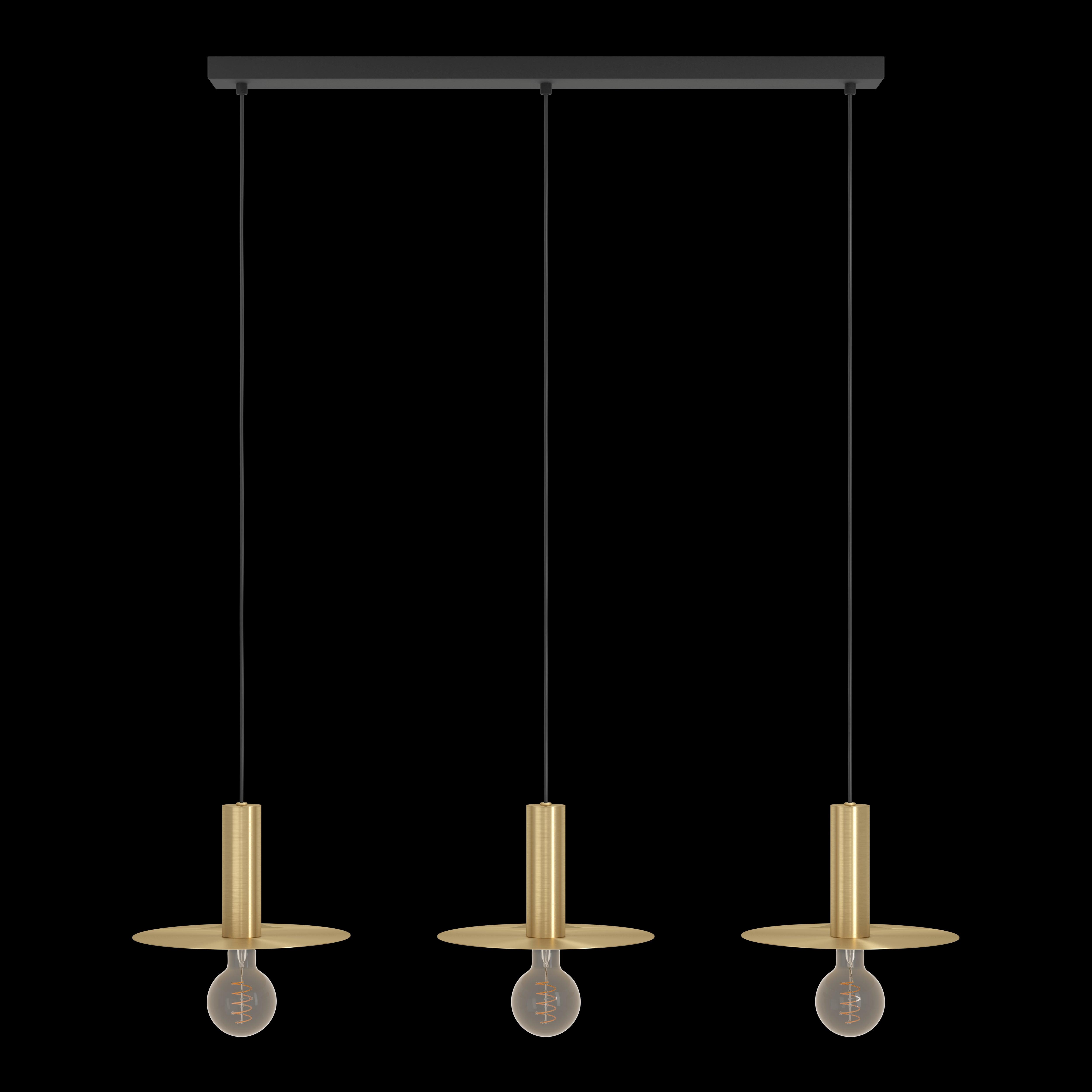 eglo escandell 3 light brass metal disc ceiling pendant living room image