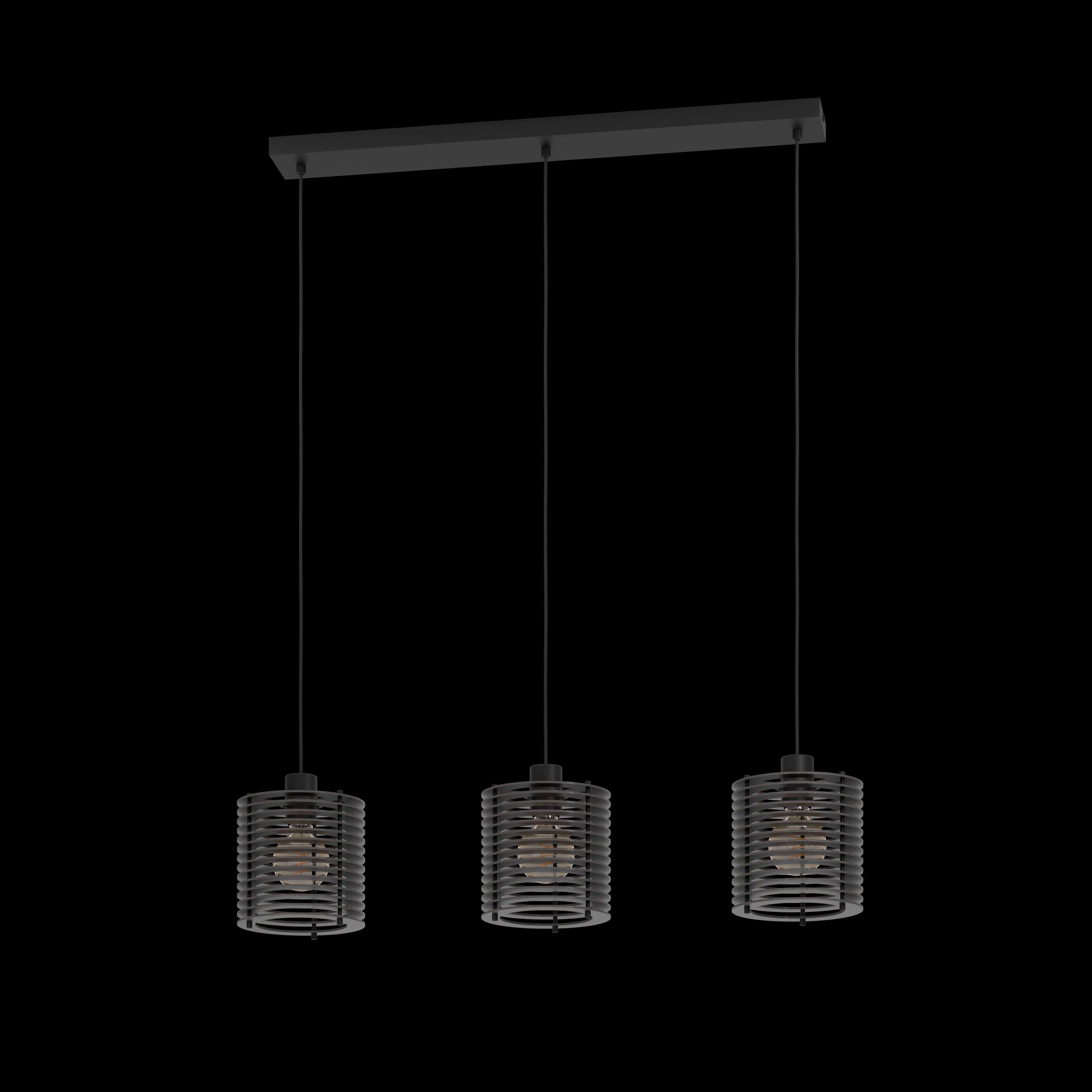 eglo segovia 3 light black steel slat ceiling pendant kitchen lighting 