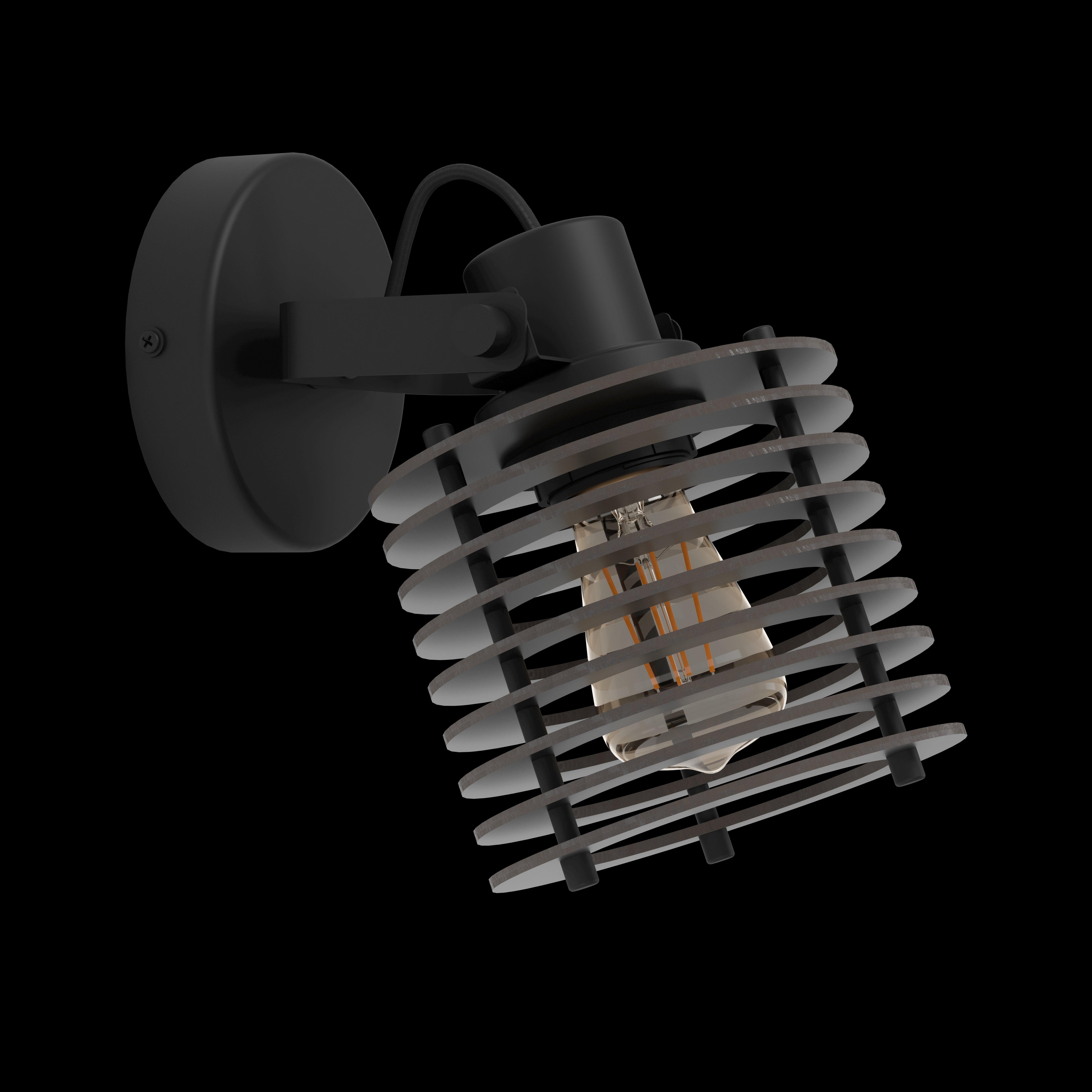 eglo segovia black steel wood wall spotlight living room image