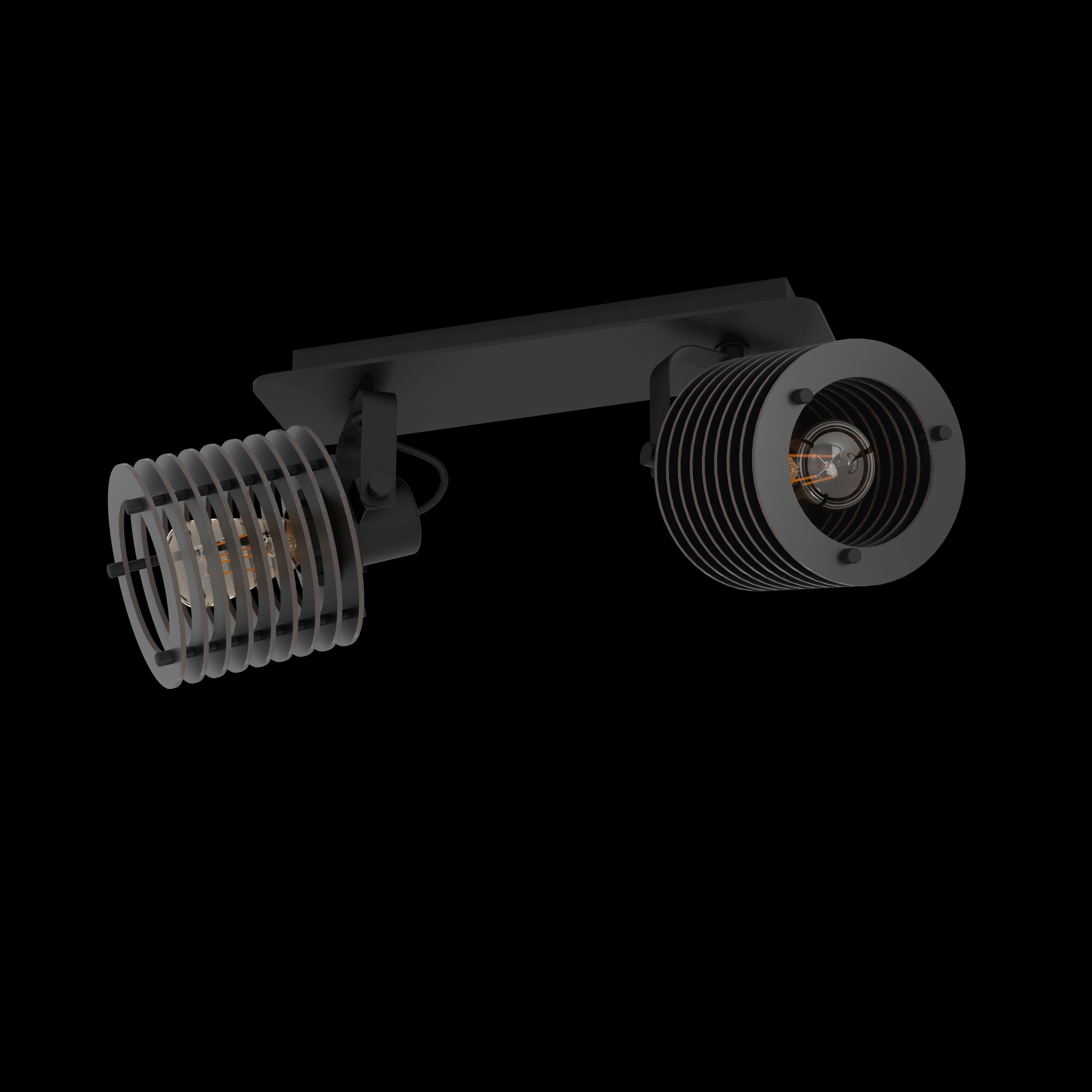 eglo segovia black steel wood 2 light bar spotlight Kitchen Lighting Close Up