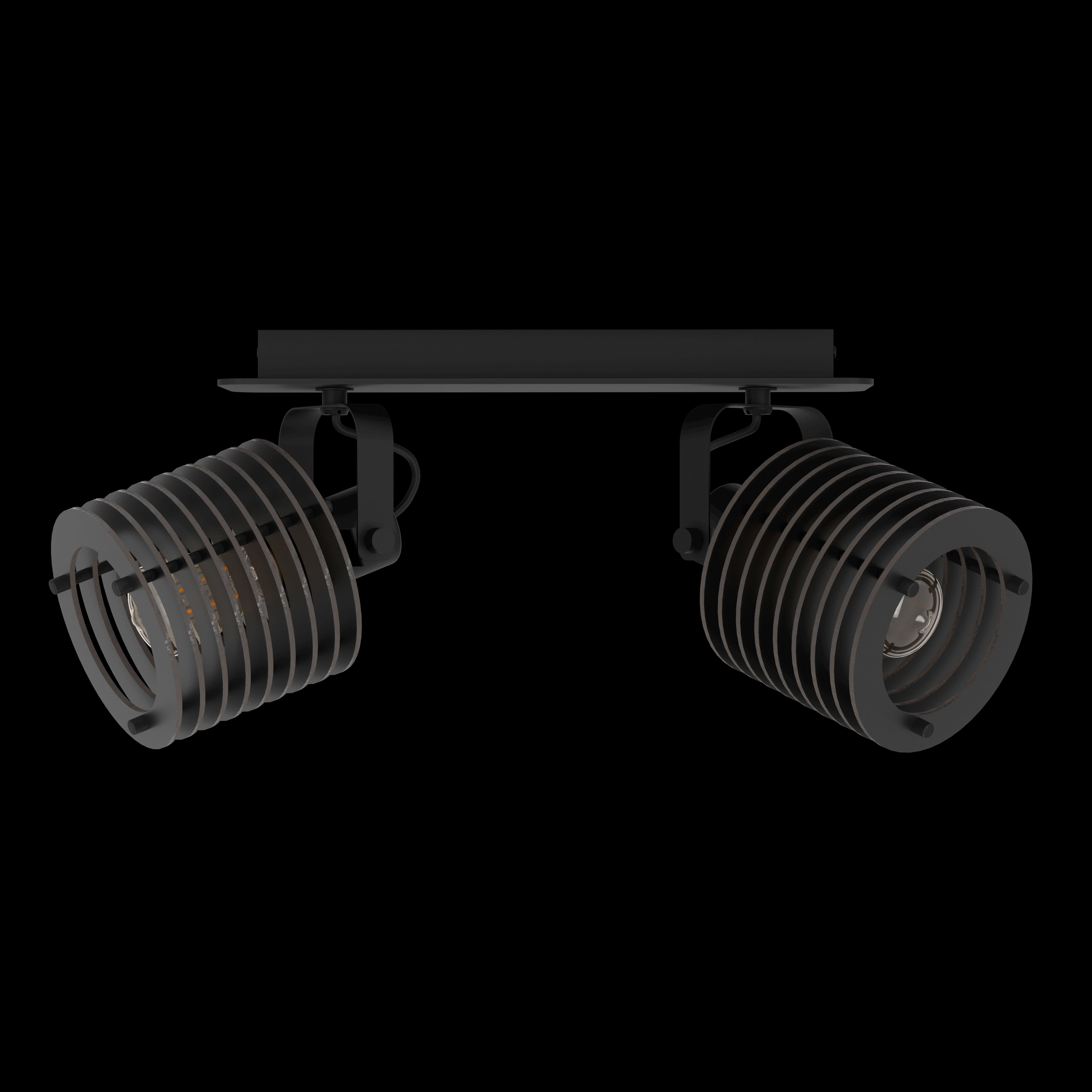eglo segovia black steel wood 2 light bar spotlight living room image