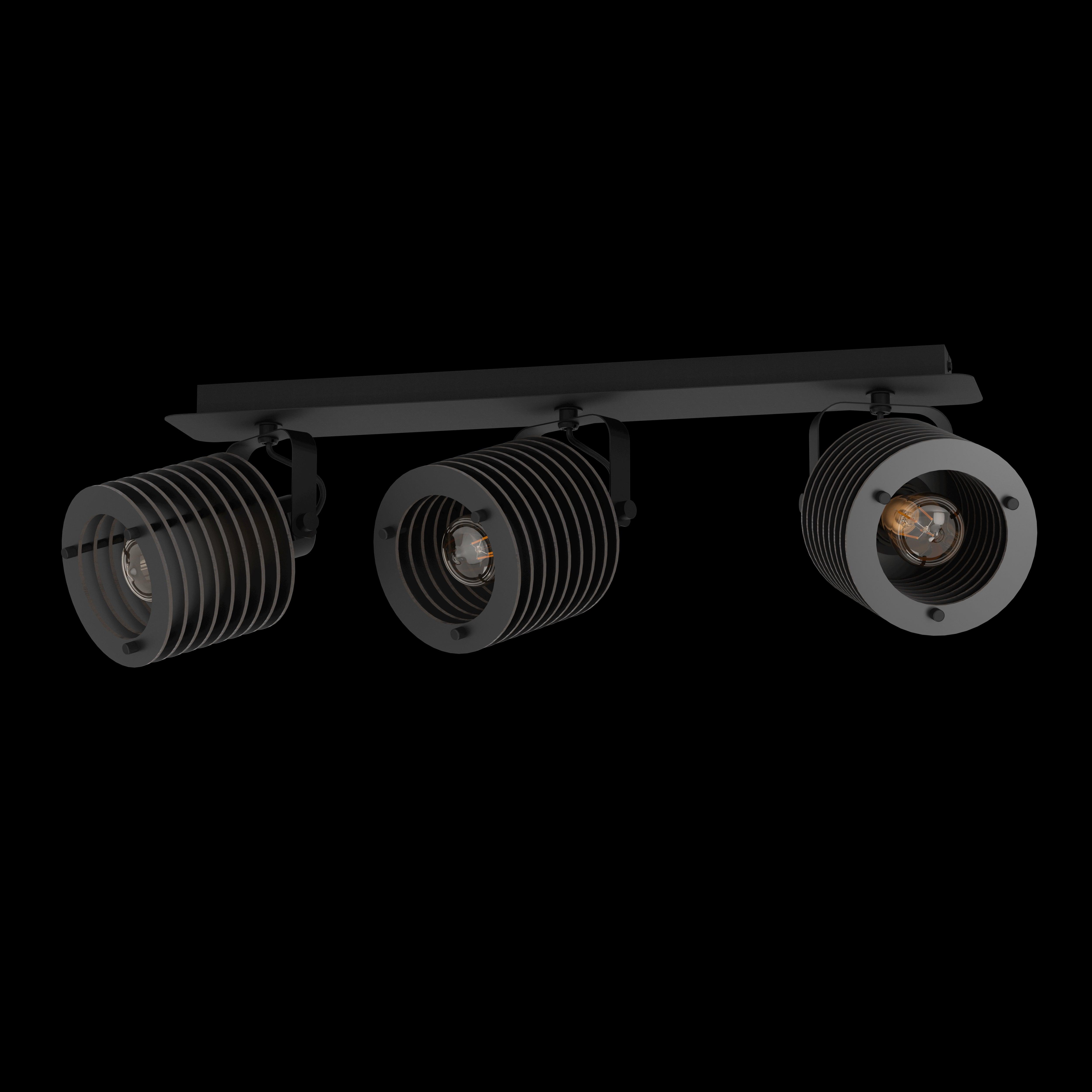 eglo segovia black steel wood 3 light bar spotlight Kitchen Lighting Close Up