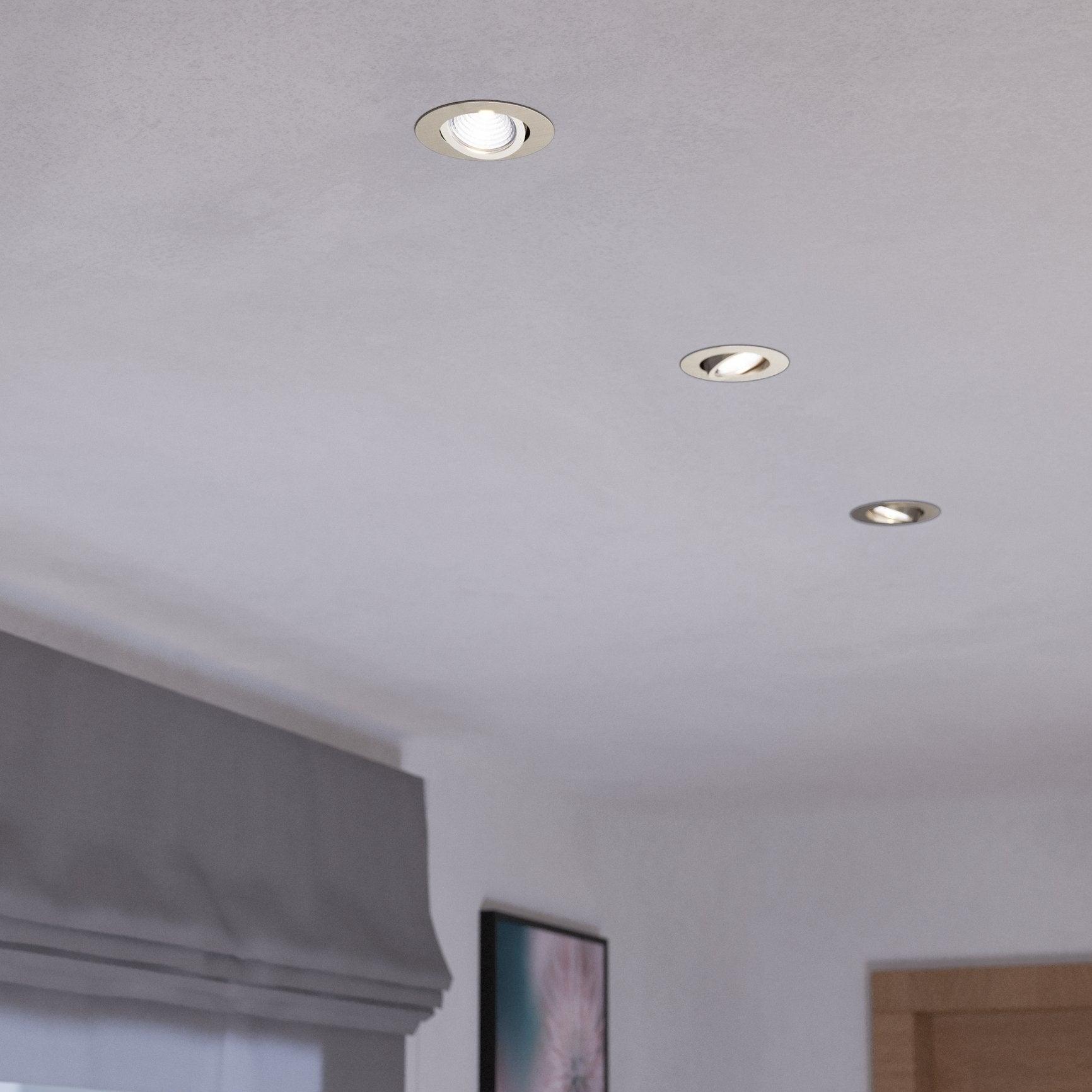 eglo saliceto set of 3 nickel led recessed spot lights living room image