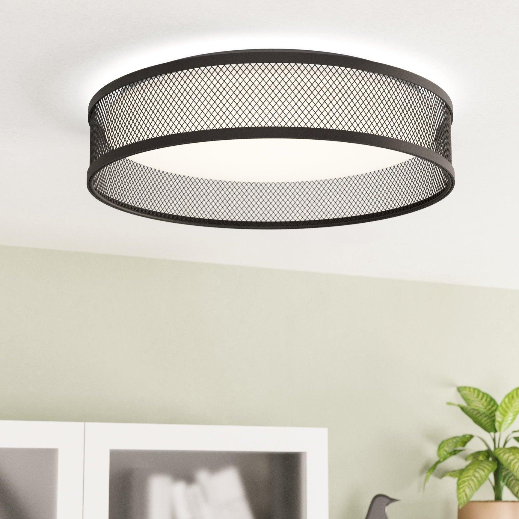 eglo luppineria led black metal mesh ceiling flush 38 5cm