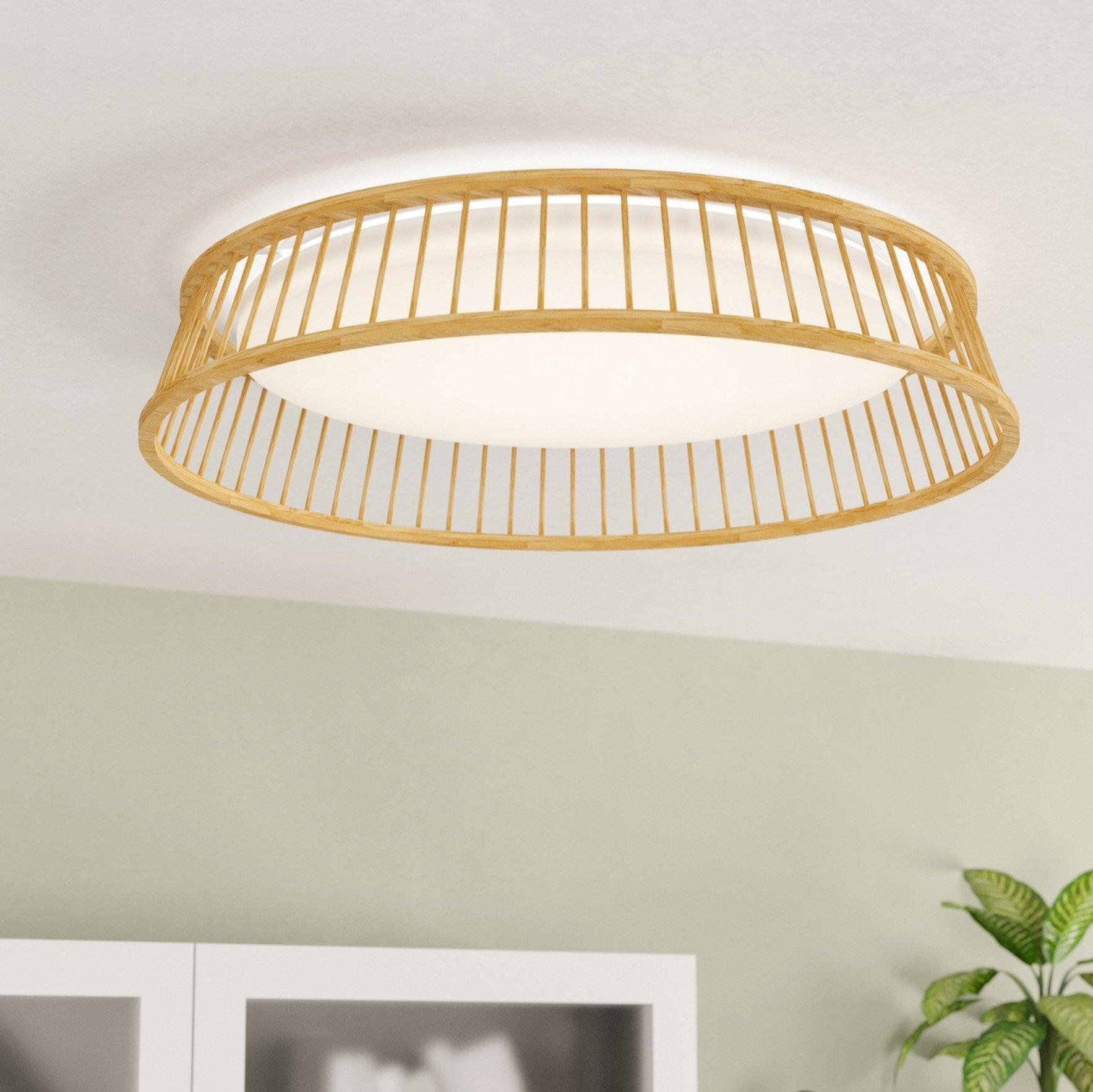eglo luppineria led wooden flush ceiling light 45cm